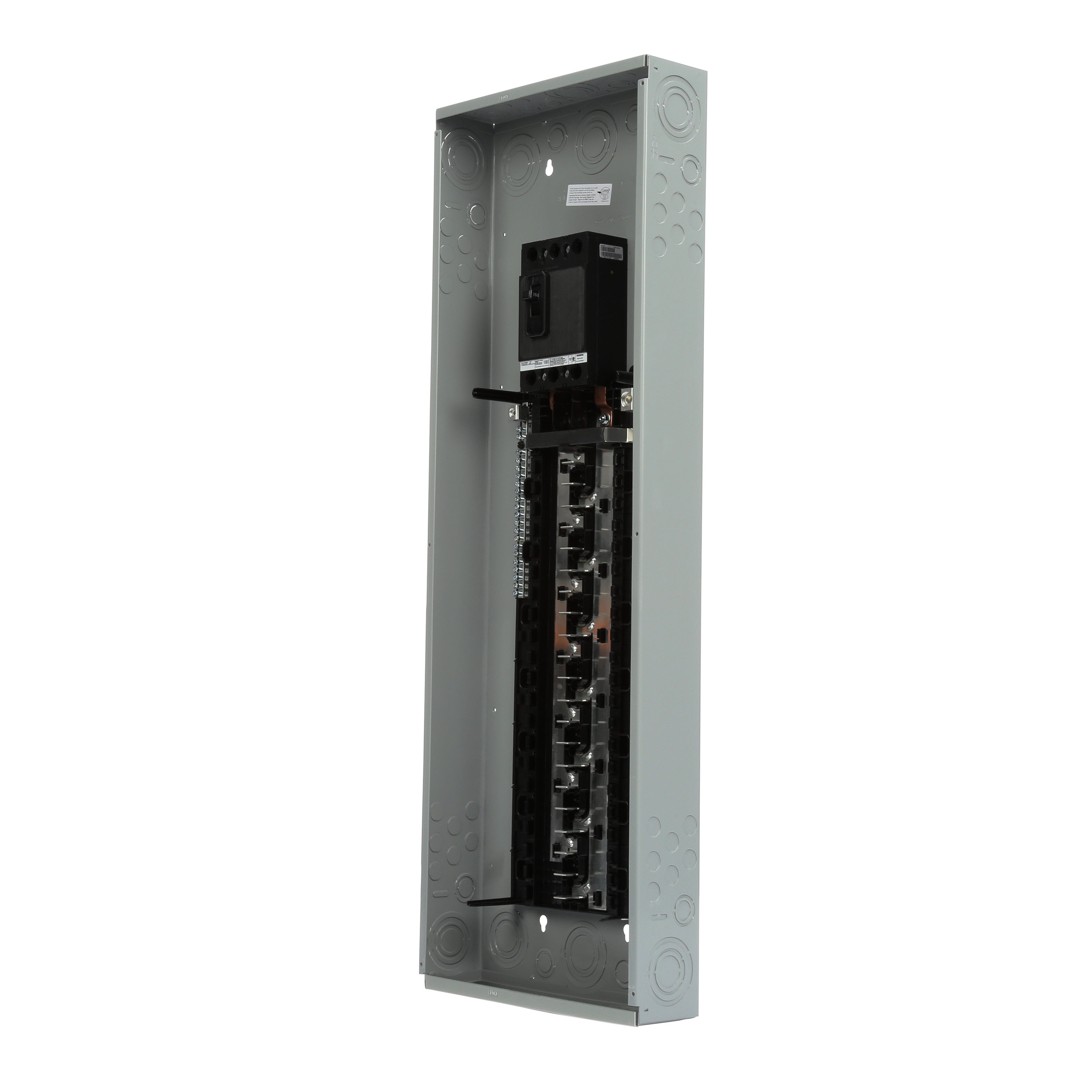 SIEMENS LOW VOLTAGE ES SERIES LOAD CENTER. FACTORY INSTALLED MAIN BREAKER WITH 42 1-INCH SPACES ALLOWING MAX 42 CIRCUITS. 3-PHASE 4-WIRE SYSTEM RATED 120/240V OR 120/208V (150A) 10KA INTERRUPT. SPECIAL FEATURES ALUMINUM BUS, GRAY TRIM, NEMA TYPE1 ENCLOSURE FOR INDOOR USE.