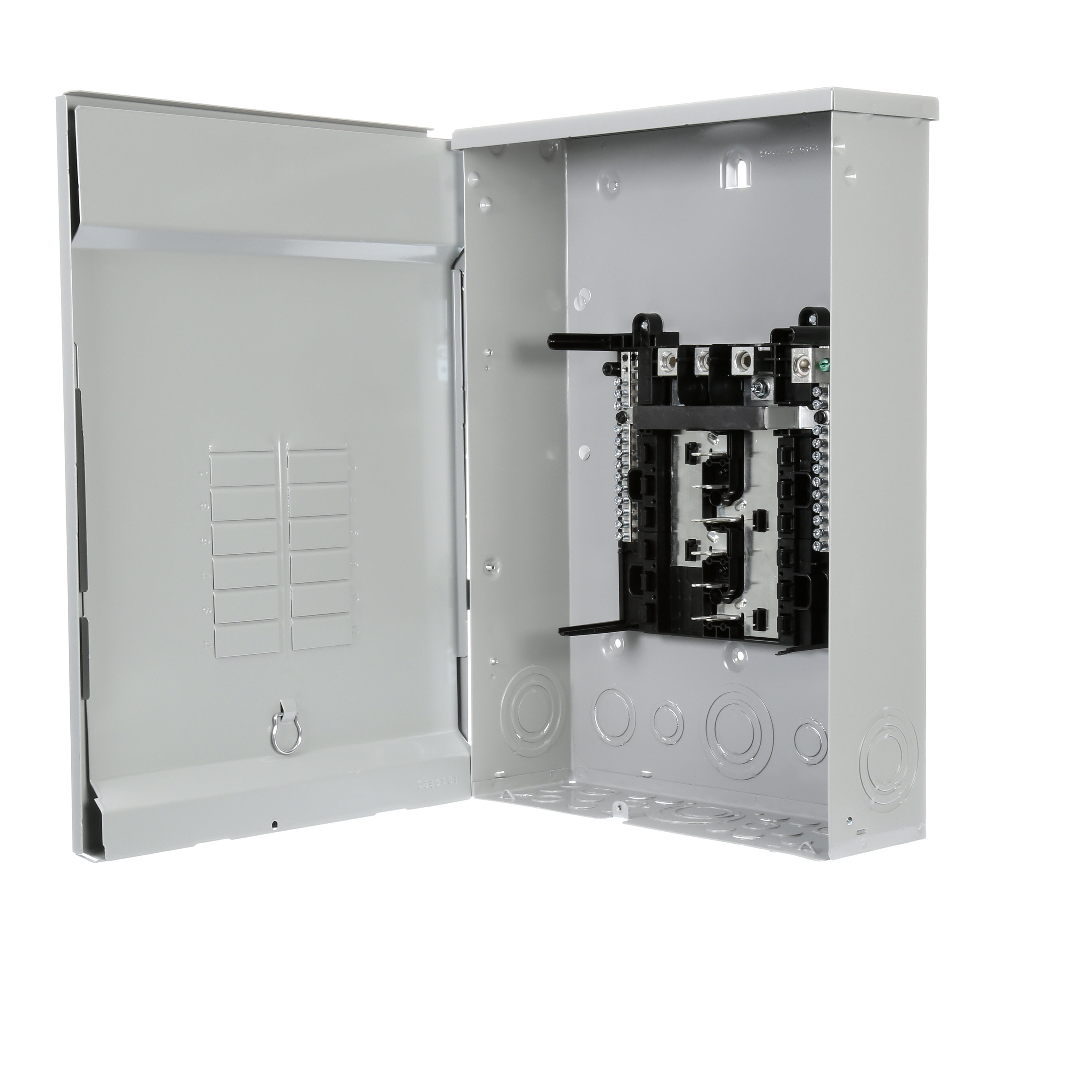 SIEMENS LOW VOLTAGE ES SERIES LOAD CENTER. MAIN LUG WITH 12 1-INCH SPACES ALLOWING MAX 24 CIRCUITS. 3-PHASE 4-WIRE SYSTEM RATED 120/240V OR 120/208V (200A) 100KA INTERRUPT. SPECIAL FEATURES ALUMINUM BUS, GRAY TRIM, NEMA TYPE3R ENCLOSURE FOR OUTDOOR USE.
