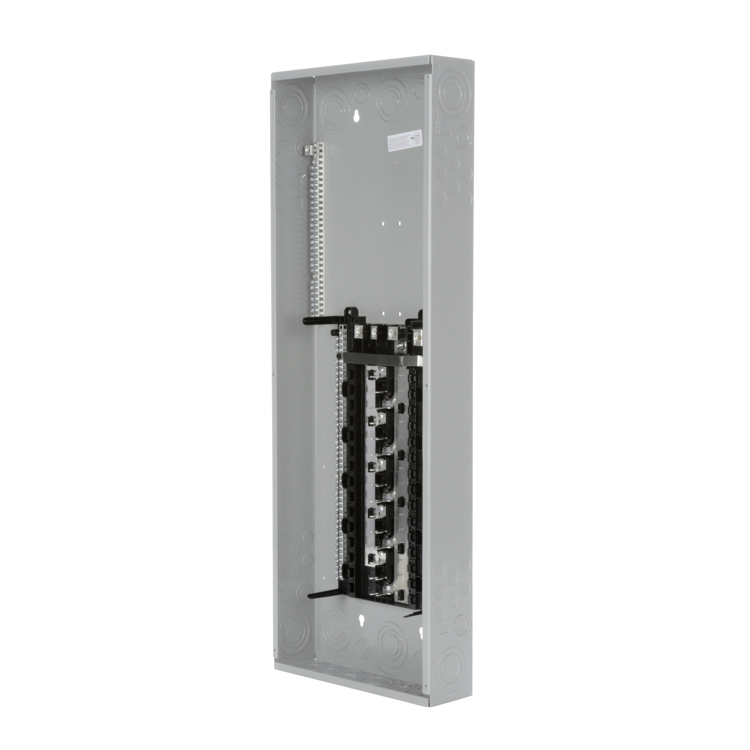 SIEMENS LOW VOLTAGE PL SERIES LOAD CENTER. MAIN LUG WITH 30 1-INCH SPACES ALLOWING MAX 54 CIRCUITS. 3-PHASE 4-WIRE SYSTEM RATED 120/240V OR 120/208V (200A) 100KA INTERRUPT. SPECIAL FEATURES COPPER BUS, INTERCHANGEABLE MAIN, GRAY TRIM, NEMATYPE1 ENCLOSURE FOR INDOOR USE.