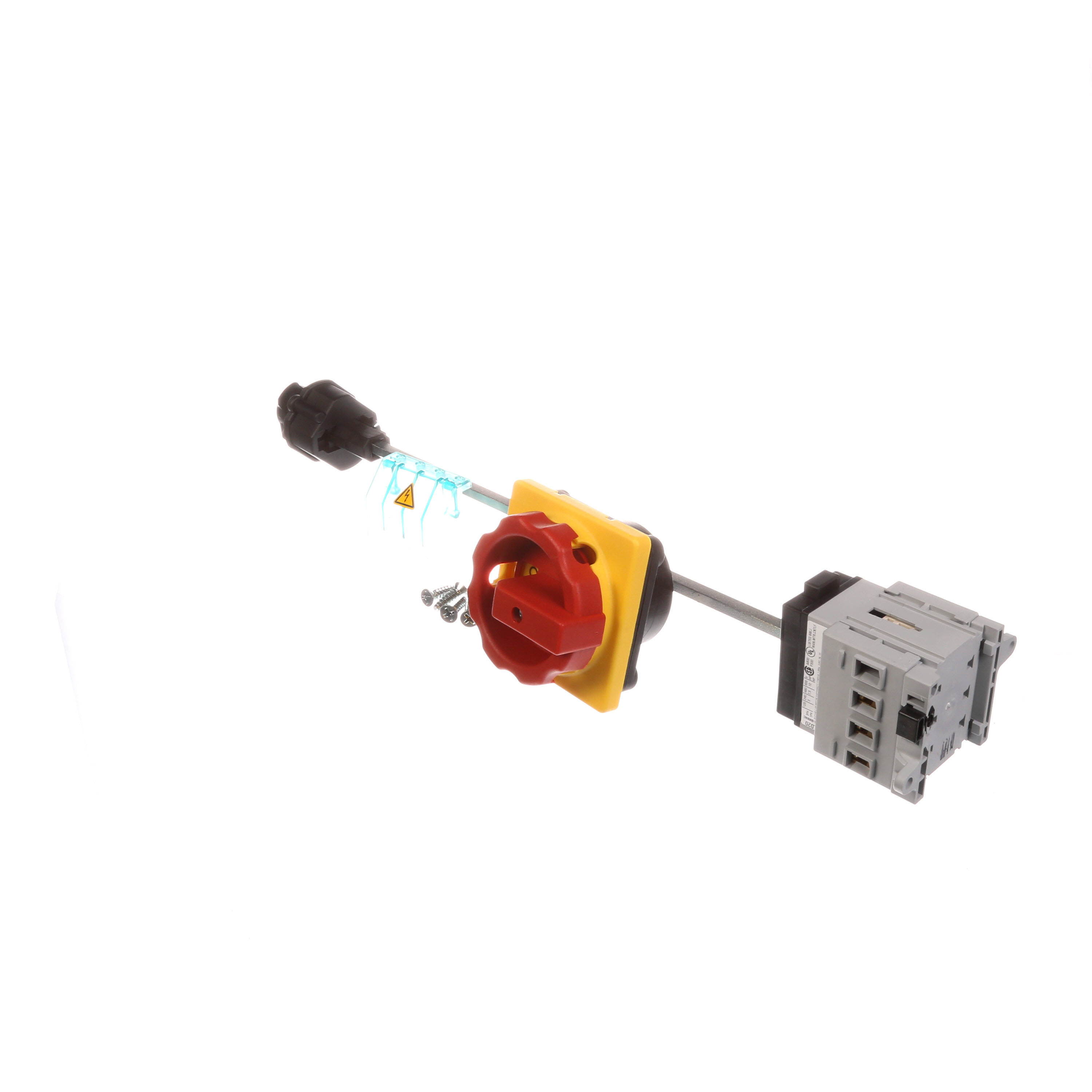 16A 3-P EM.-STOP DISC SWITCH RED/YELLOW 4-HOLE MOUNTING ROTARY ACTUATOR RED/YELLOW RAILS/2-HOLE MOUNTING TO BE FITTED AD THE BASE IU=16, P/AC-23A AT 400V=7.5KW3-P. MAIN CTR./EM.-STOP SWITCH