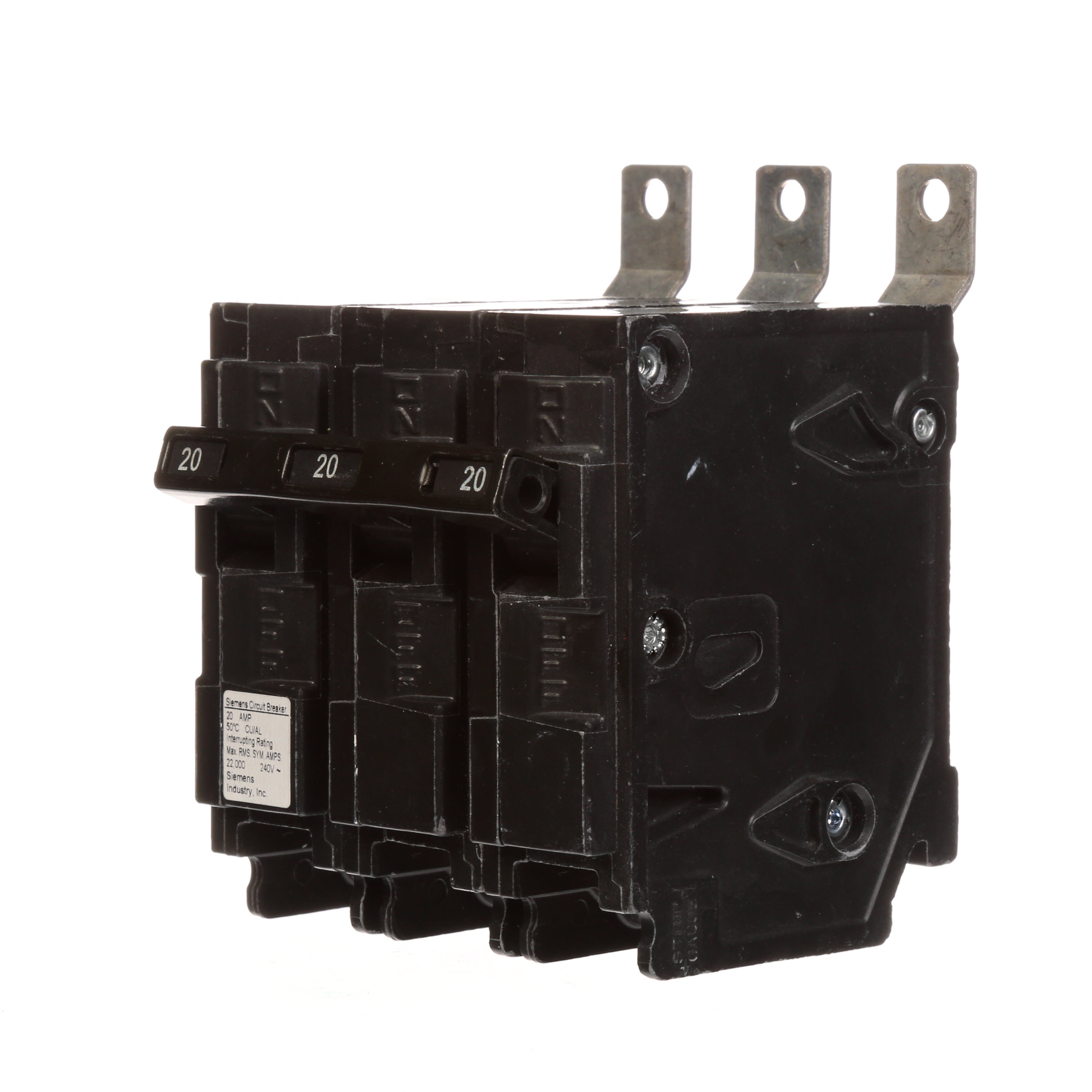 Siemens Low Voltage Molded Case Circuit Breakers Panelboard Mounting 240V Circuit Breakers - Type BL, 3-Pole, 240VAC are Circuit Protection Molded Case CircuitBreakers. Type BLH Special Features Marine 50C Application Electrical Distribution Standard UL 489 Voltage Rating 240V Amperage Rating 20A Trip Range Thermal Magnetic Interrupt Rating 22 AIC Number Of Poles 3P