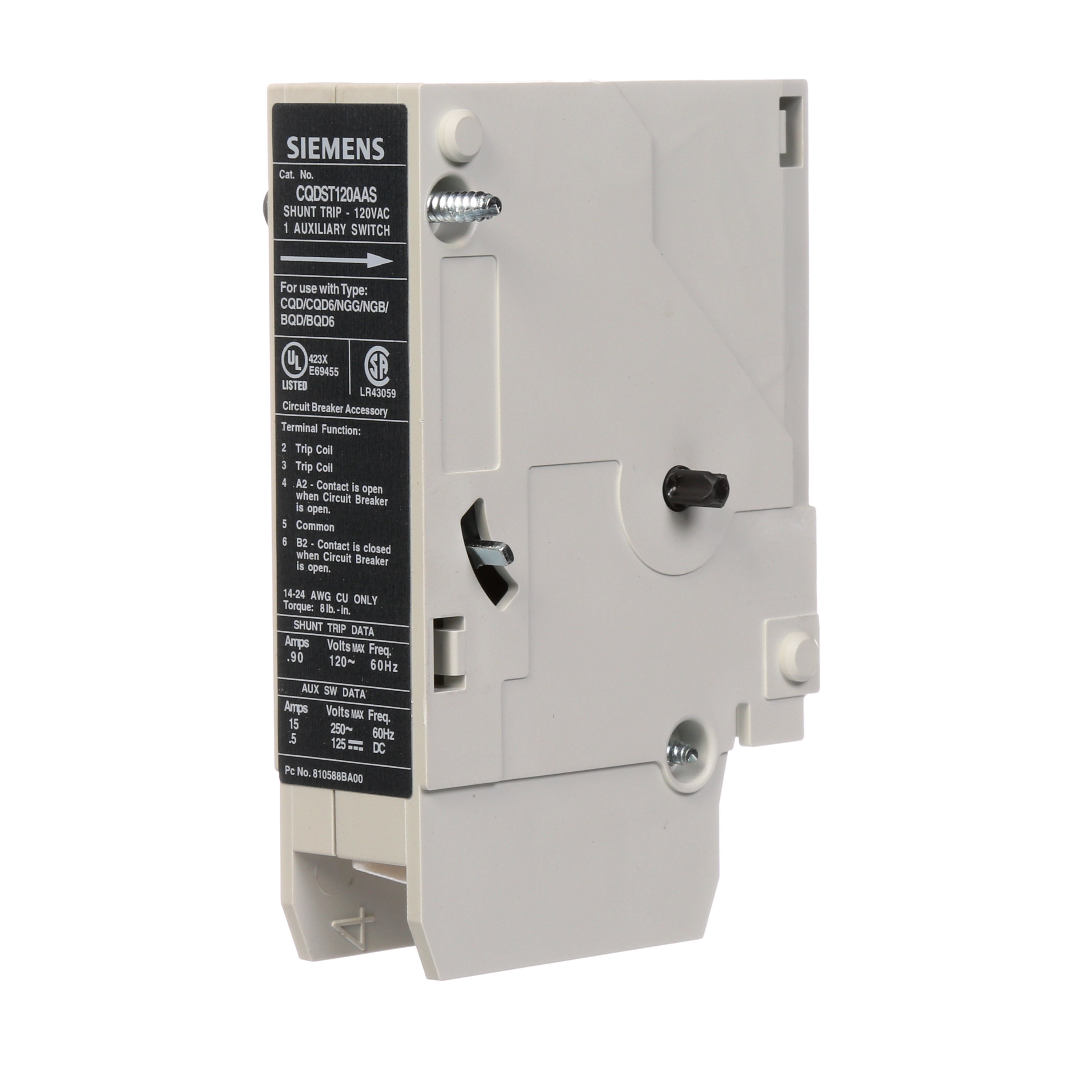 BREAKER CQD 120VAC ST/AUX SW TRIP COMBO 120V AC