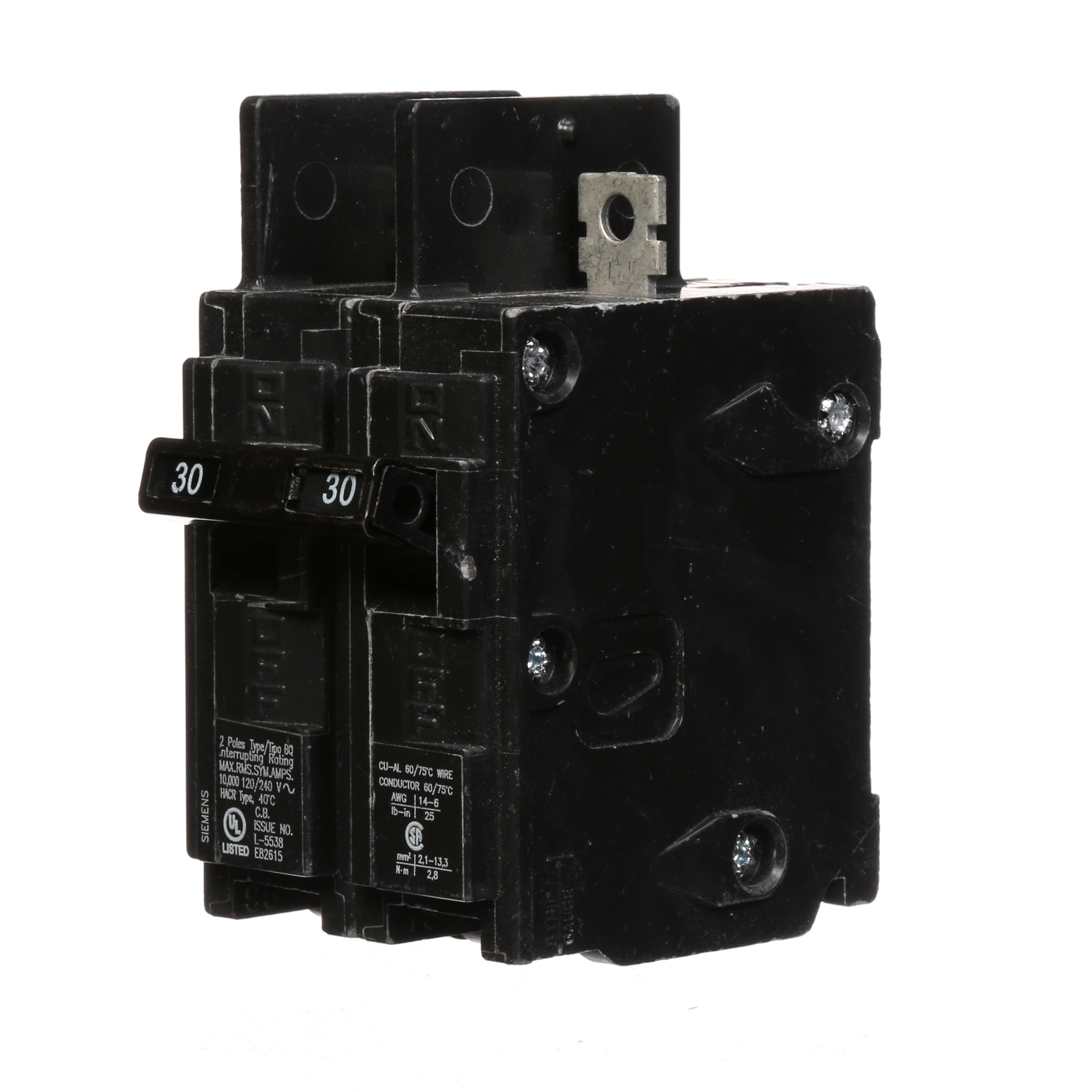 Siemens Low Voltage Molded Case Circuit Breakers General Purpose MCCBs - Type BQ, 2-Pole, 120/240VAC are Circuit Protection Molded Case Circuit Breakers. 2-Pole Common-Trip circuit breaker type BQ. Rated 120/240V (030A) (AIR 10 kA). Special features Load side lugs are included.