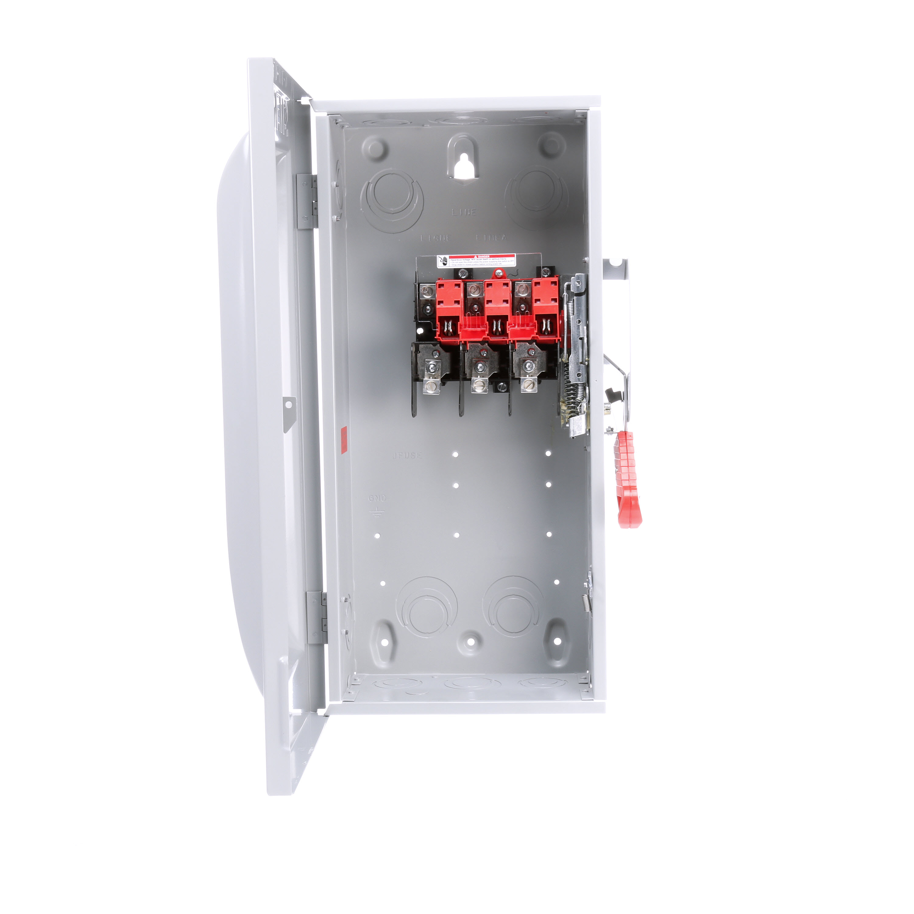 Siemens Low Voltage Circuit Protection Heavy Duty Safety Switch. 3-Pole Non-Fused in a type 1 enclosure (indoor). Rated 600VAC (100A).