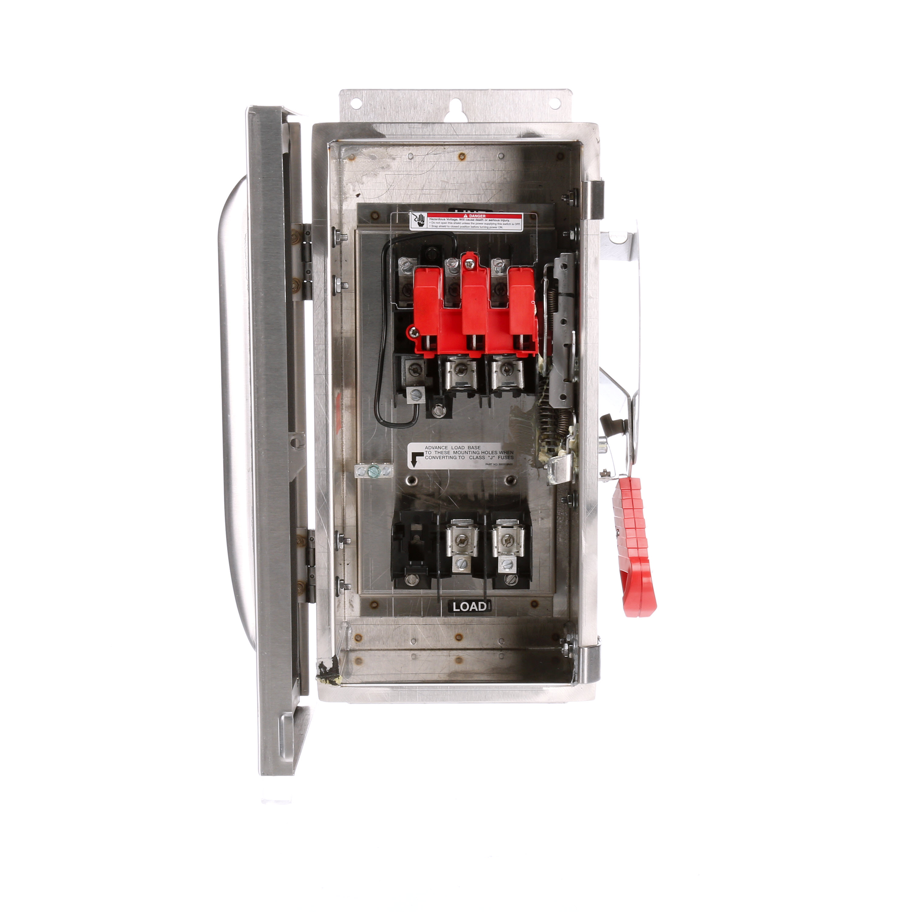 Siemens Low Voltage Circuit Protection Heavy Duty Safety Switch. 2-Pole 2-Fuse Fused in a type 4/4X 304 grade Stainless Steel enclosure. Rated 600VAC (30A).