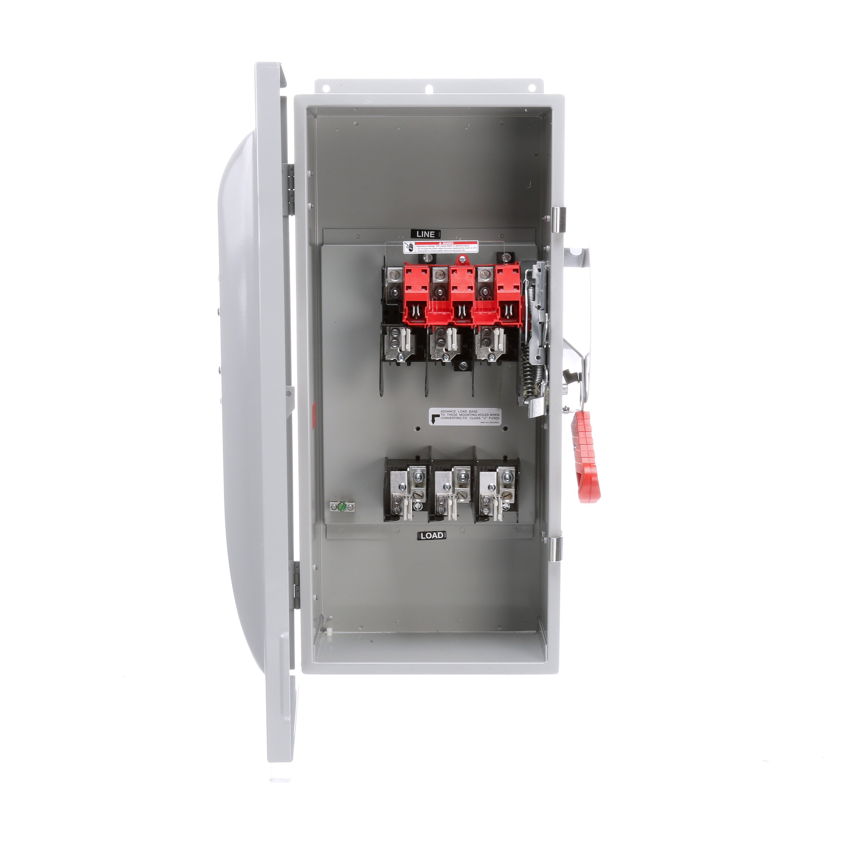 Siemens Low Voltage Circuit Protection Heavy Duty Safety Switch. 3-Pole 3-Fuse Fused in a type 12 industrial enclosure. Rated 600VAC (100A). Special features viewing window.