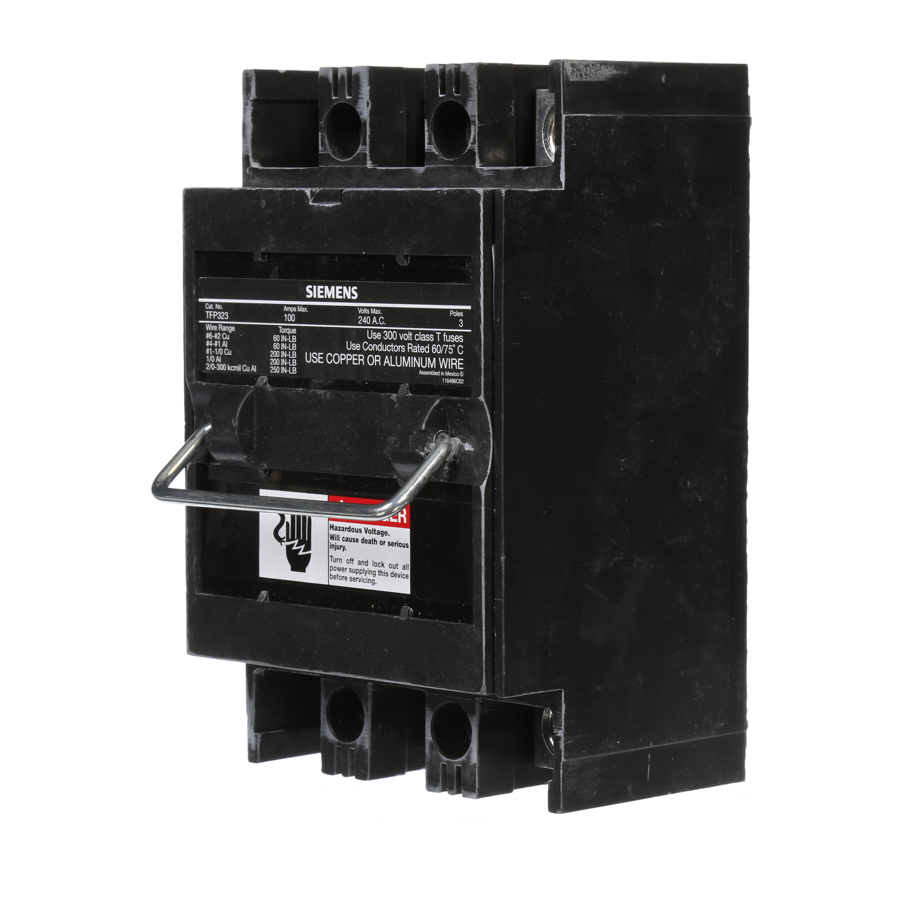 Siemens Low Voltage Circuit Protection Heavy Duty Safety Switches. Type OEM DISCONNECT SWITCH Std UL V. Rating 240V A. Rating 100A No. Of Poles 3P F. Rating 60Hz Action SINGLE THROW. O. Cycles 10000 O. Temperature (-20F-120F) AMBIENT TEMPERATURE Environmental Conditions INDOOR