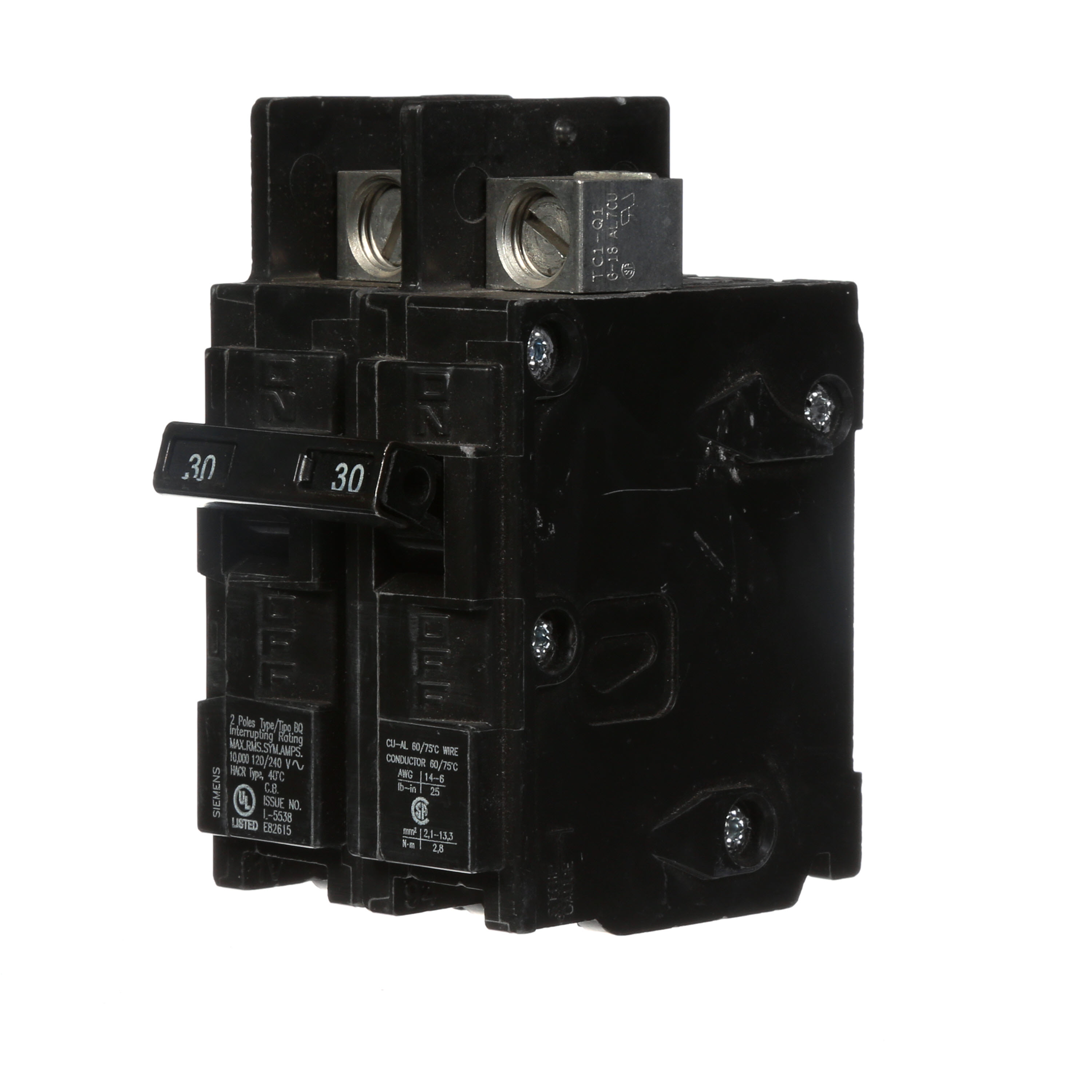 Siemens Low Voltage Molded Case Circuit Breakers General Purpose MCCBs - Type BQ, 2-Pole, 120/240VAC are Circuit Protection Molded Case Circuit Breakers. 2-Pole Common-Trip circuit breaker type BQ. Rated 120/240V (030A) (AIR 10 kA). Special features line side lugs included. Note Load side lugs are included.