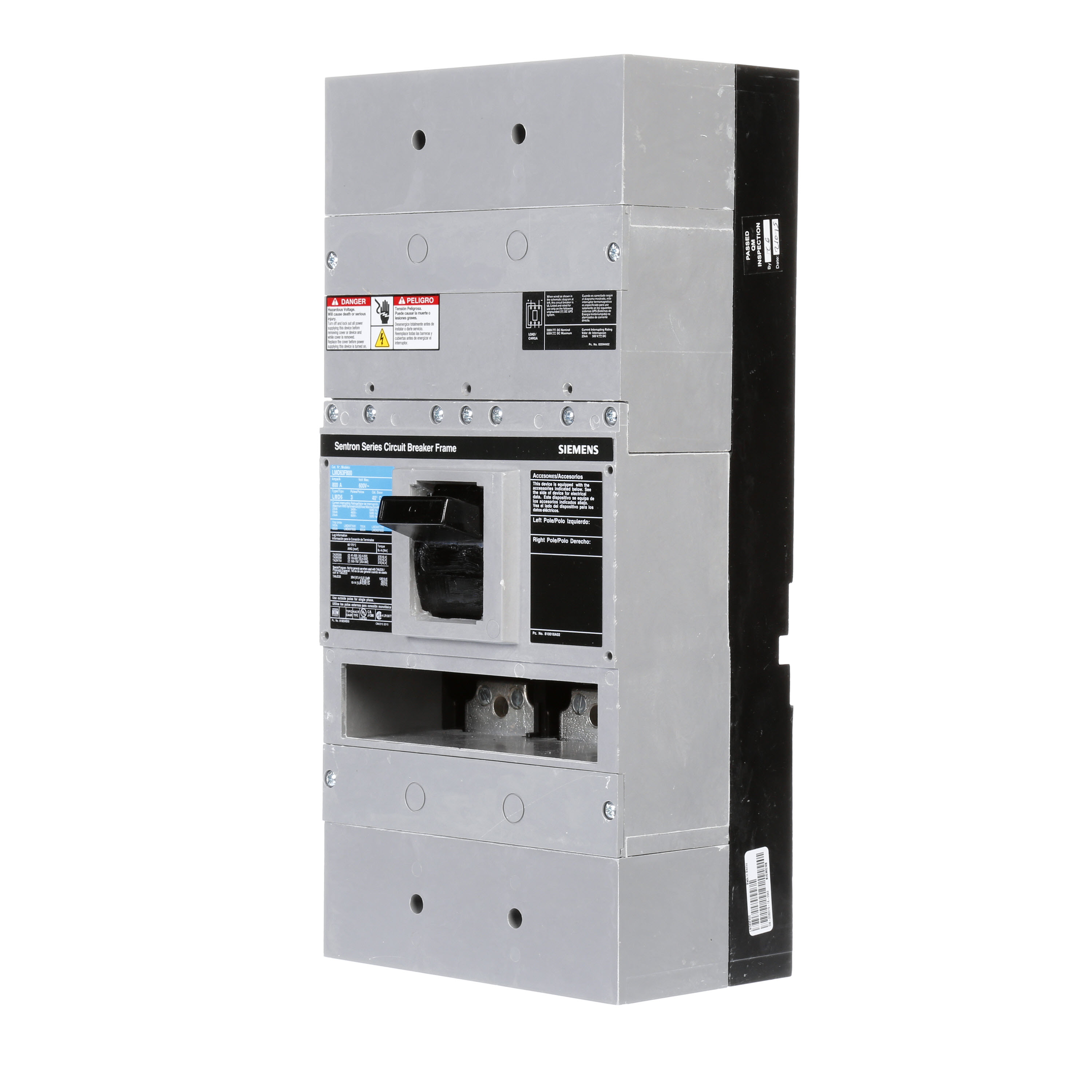 SIEMENS LOW VOLTAGE SENTRON MOLDED CASE CIRCUIT BREAKER. 800A LMD FRAME FOR STANDARD BREAKING CAPACITY 3-POLE 600V BREAKERS.
