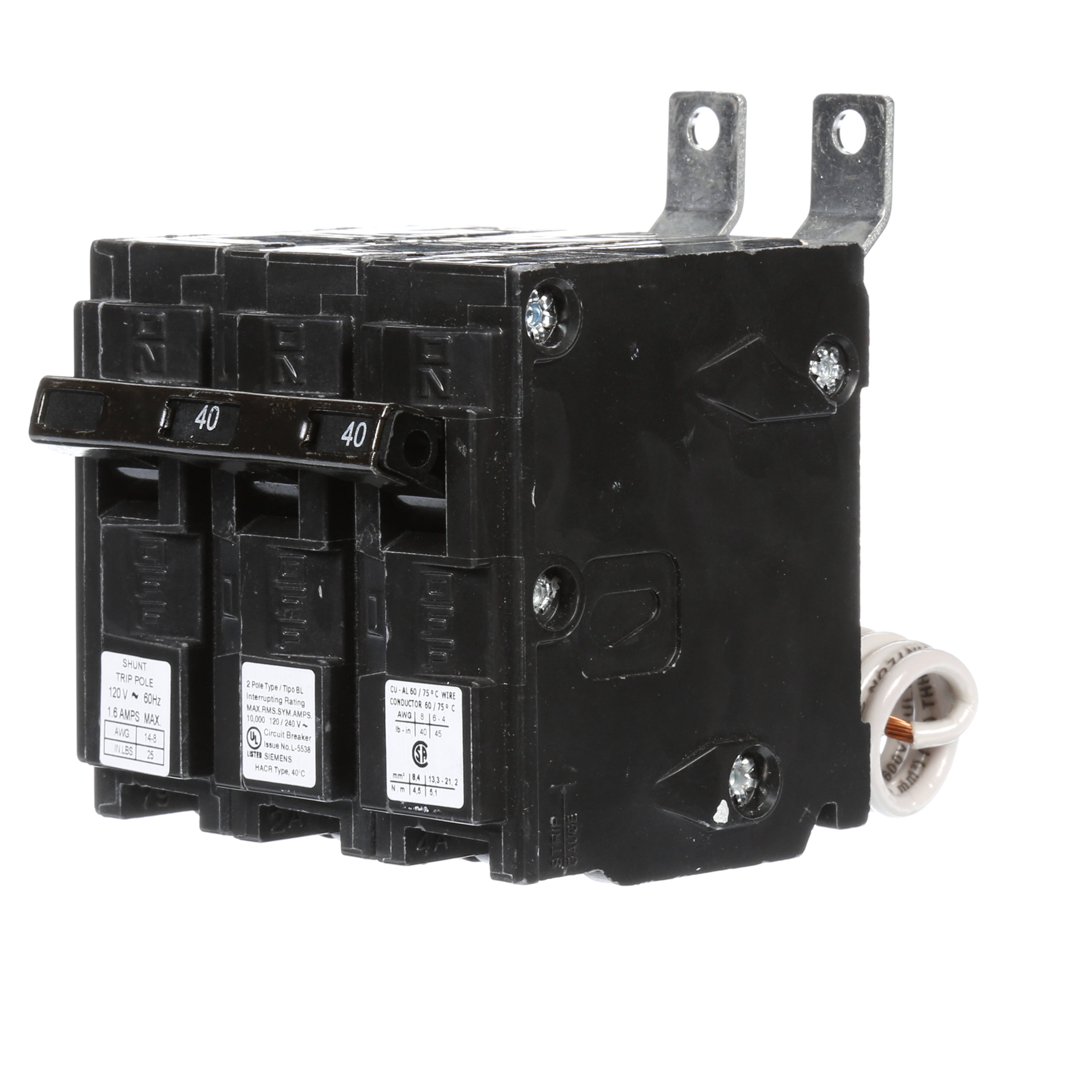 BREAKER 40A 2P 120/240V 10K BL 120V SHNT SHUNT TRIP.
