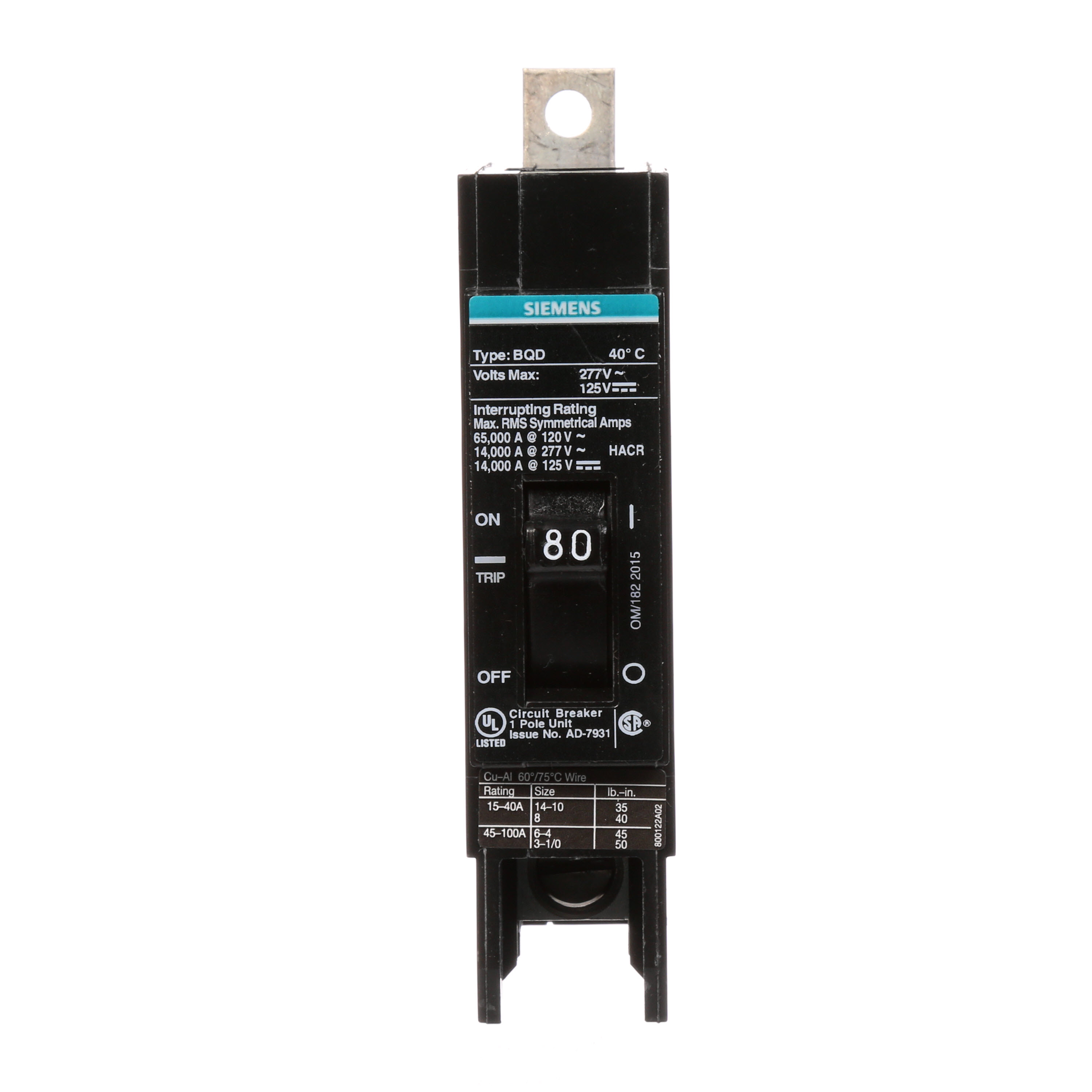 BREAKER BQD 1P 80A 277VAC 14KA 10 KAIC