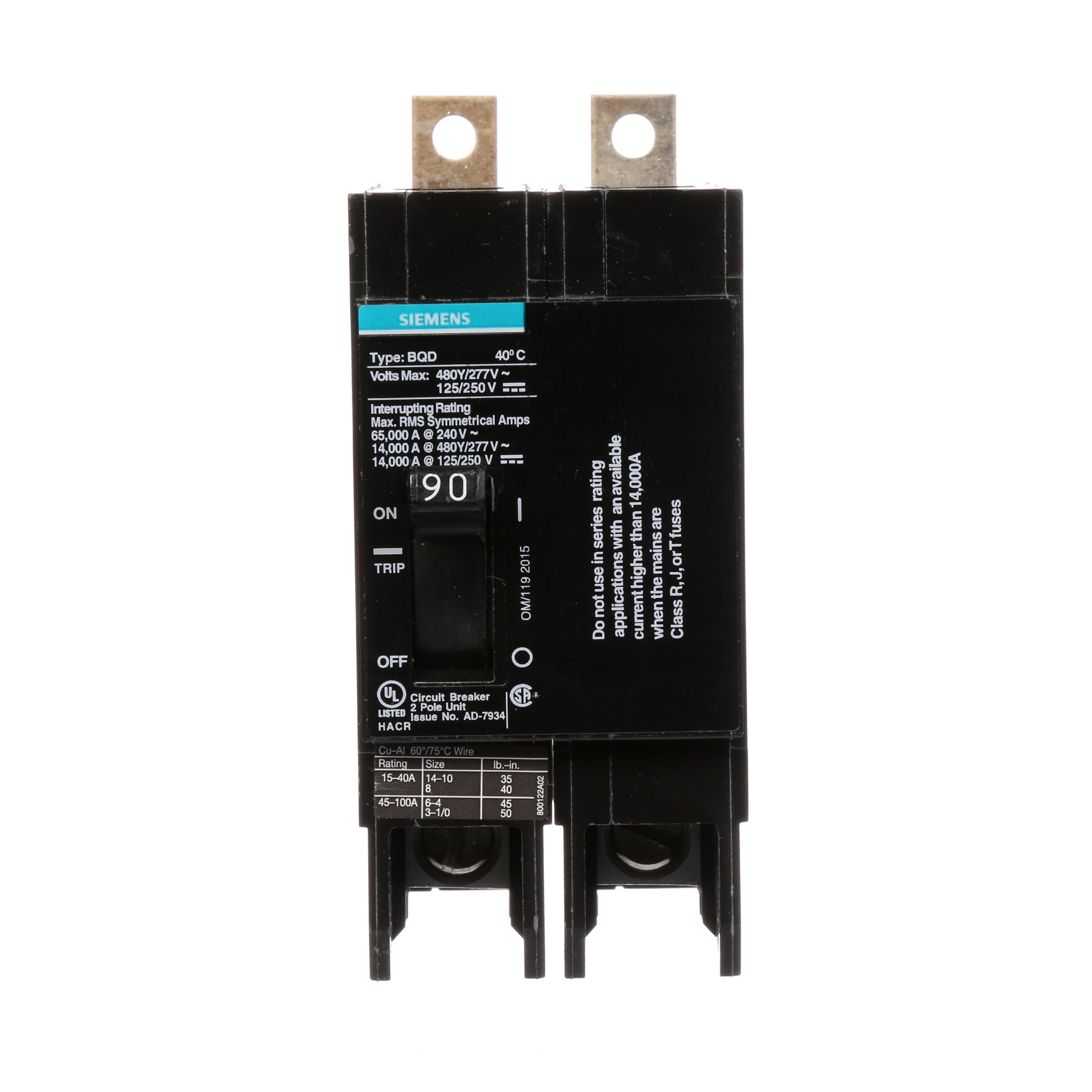 BREAKER BQD 2P 90A 480VAC 14KA 10 KAIC