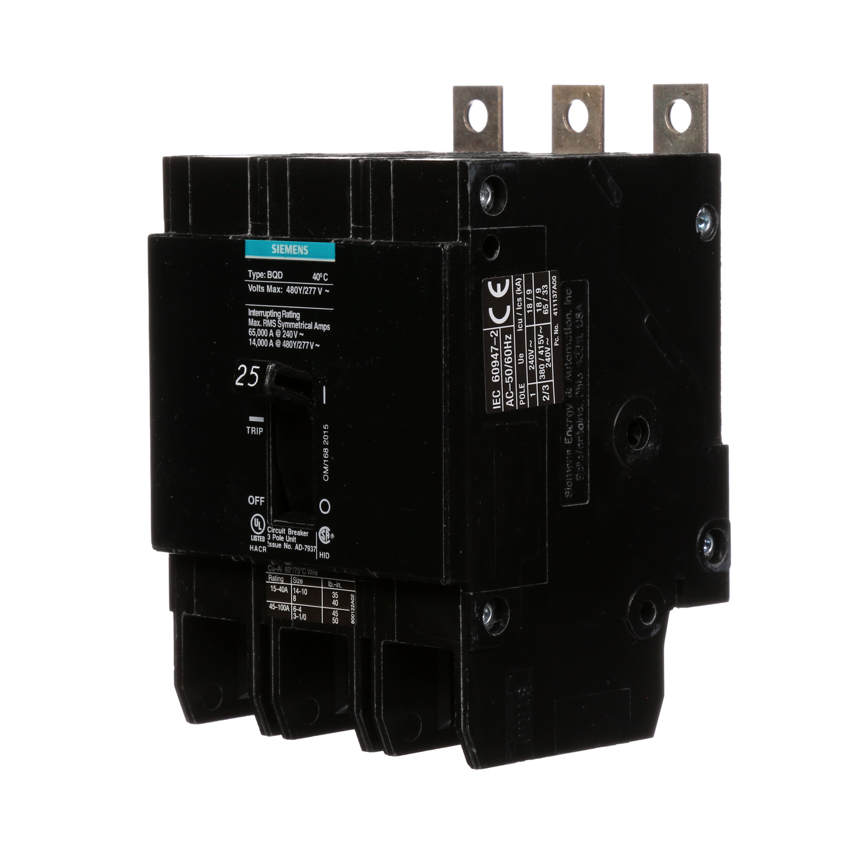 BREAKER BQD 3P 25A 480VAC 14KA 10 KAIC