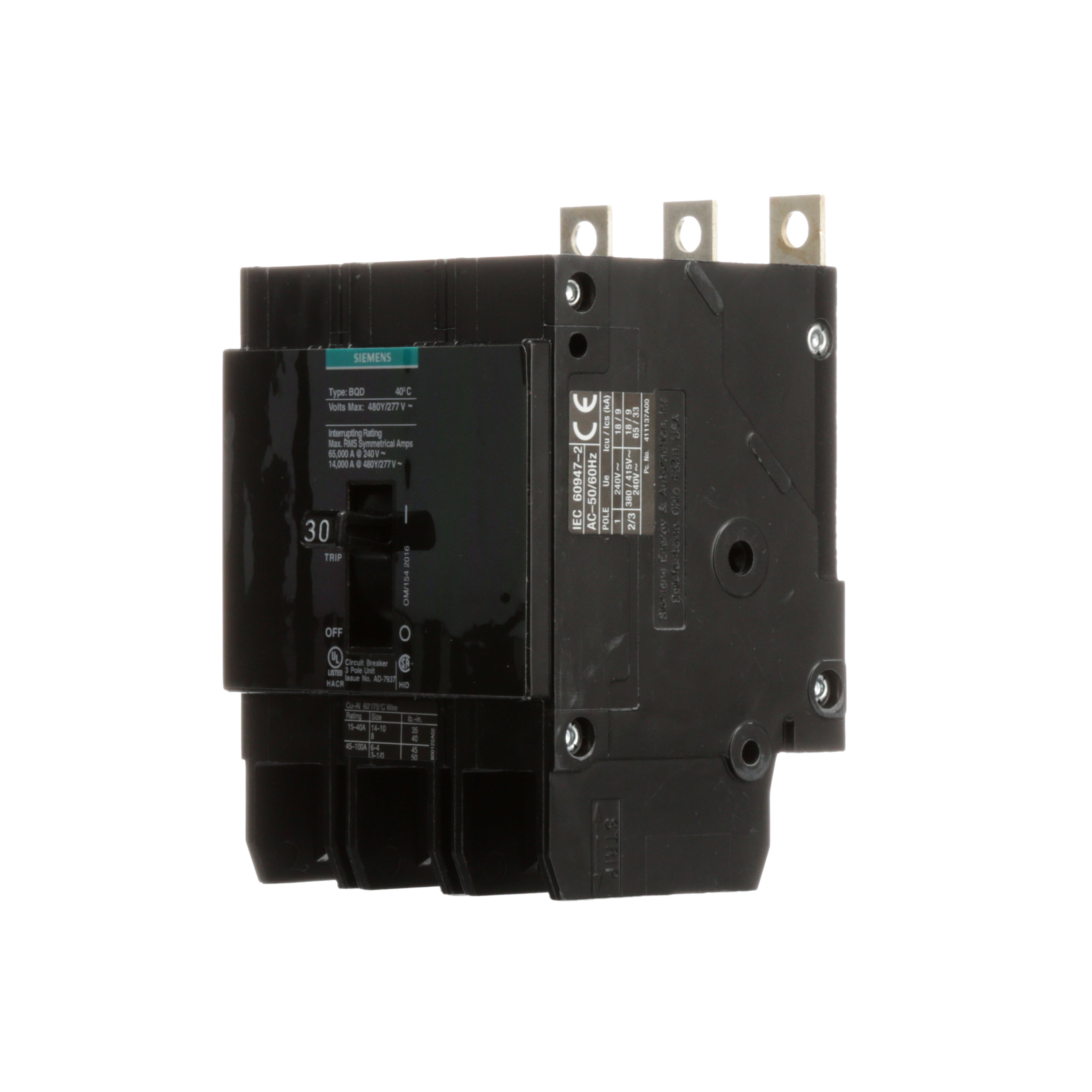 BREAKER BQD 3P 30A 480VAC 14KA 10 KAIC