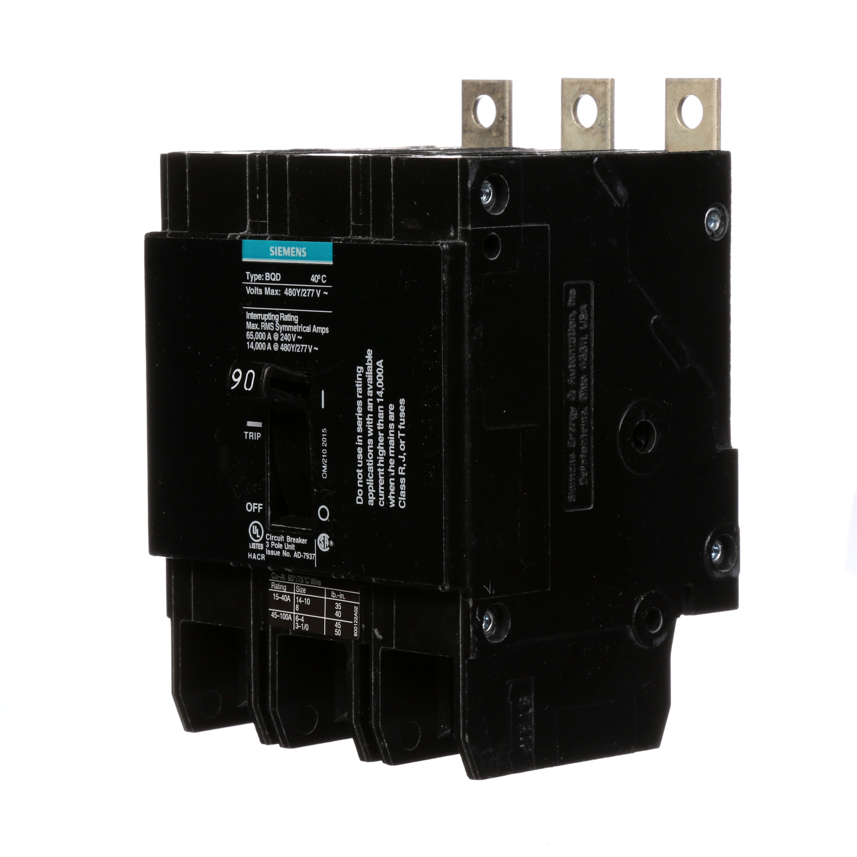 BREAKER BQD 3P 90A 480VAC 14KA 10 KAIC