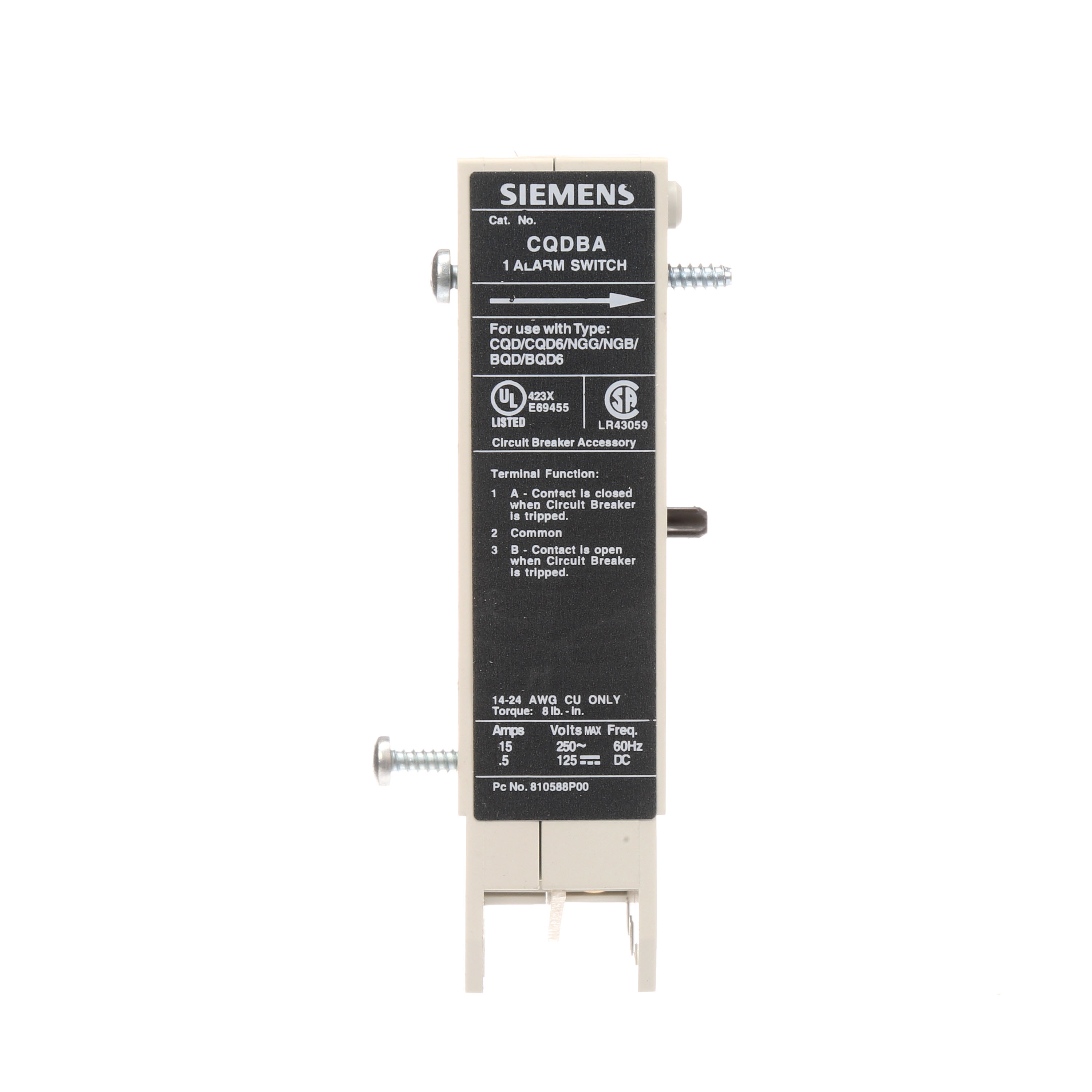 Siemens Low Voltage Molded Case Circuit Breakers General Purpose MCCBs - 3-pole, TM - CQD6, 10KAIC, 600/347VAC are Circuit Protection Molded Case Circuit Breakers. BREAKER CQD 240VAC BA SW