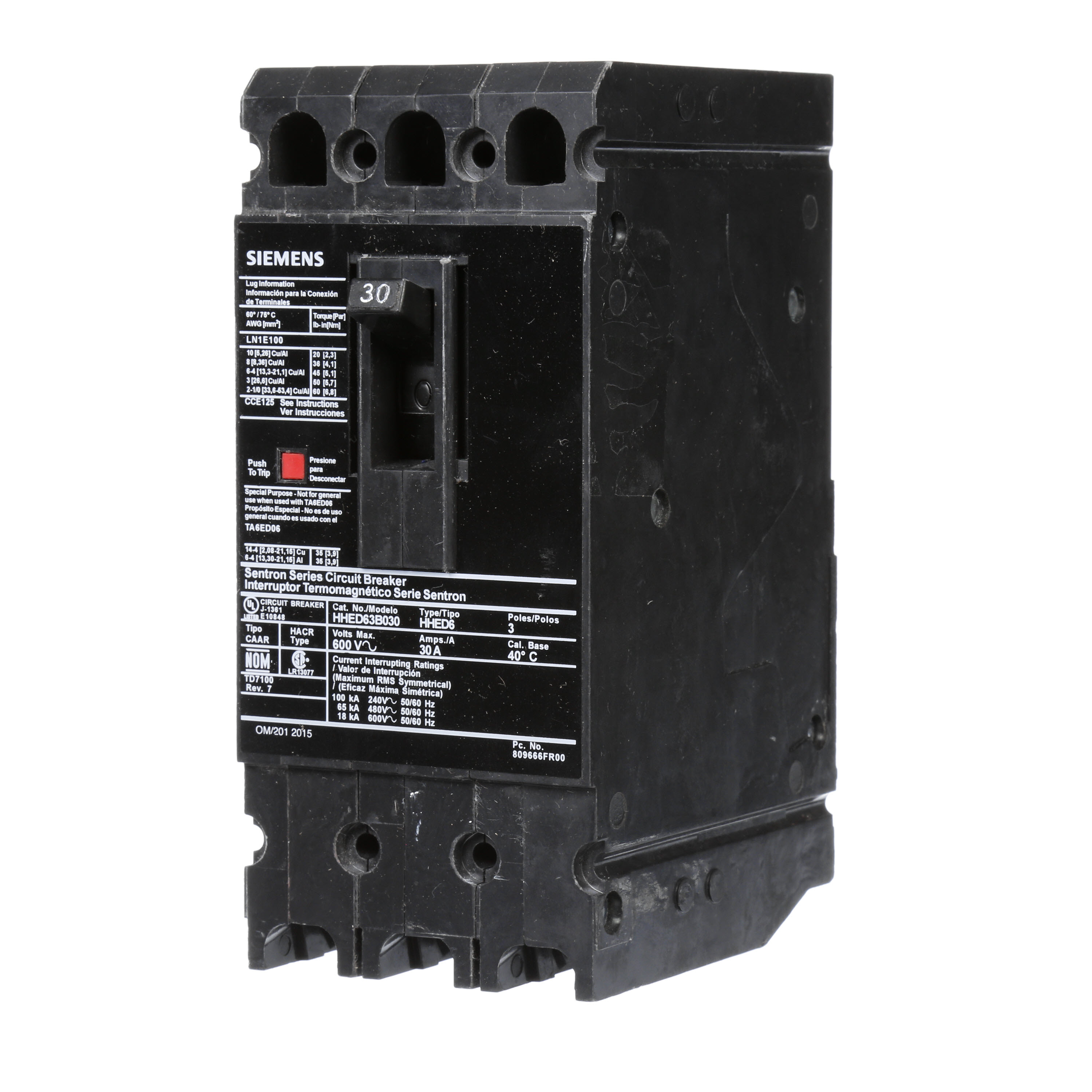 Product image for Siemens HHED63B035 BRKR HHED6 3P 600V 3