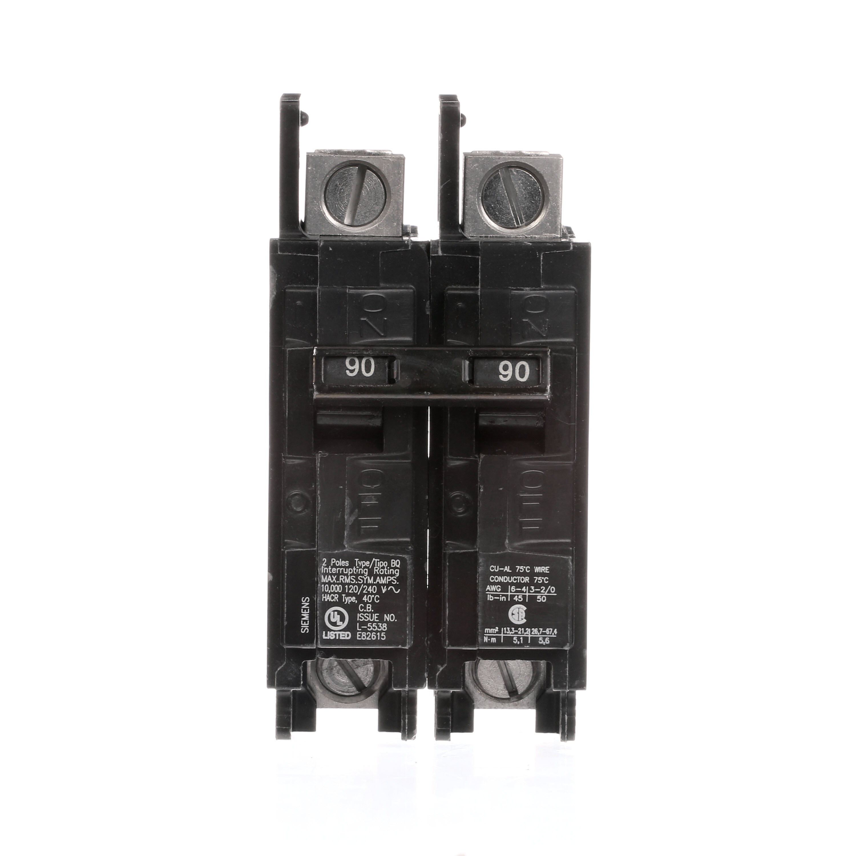 Siemens Low Voltage Molded Case Circuit Breakers General Purpose MCCBs - Type BQ, 2-Pole, 120/240VAC are Circuit Protection Molded Case Circuit Breakers. 2-Pole Common-Trip circuit breaker type BQ. Rated 120/240V (090A) (AIR 10 kA). Special features line side lugs included. Note Load side lugs are included.