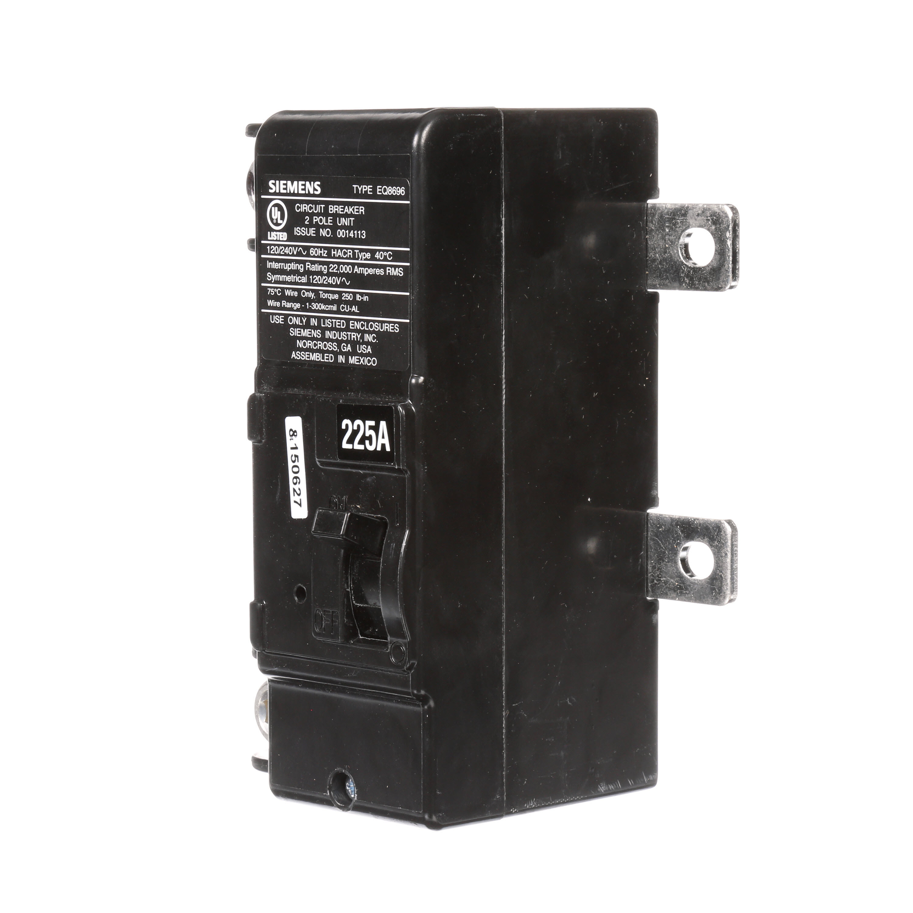 Siemens Low Voltage Residential Circuit Breakers Main Breakers - Family G Mainsare Circuit Protection Load Center Mains, Feeders, and Miniature Circuit Breakers. Load center conversion kit 1-Phase main breaker.. Rated (225A) AIR 22 KA.