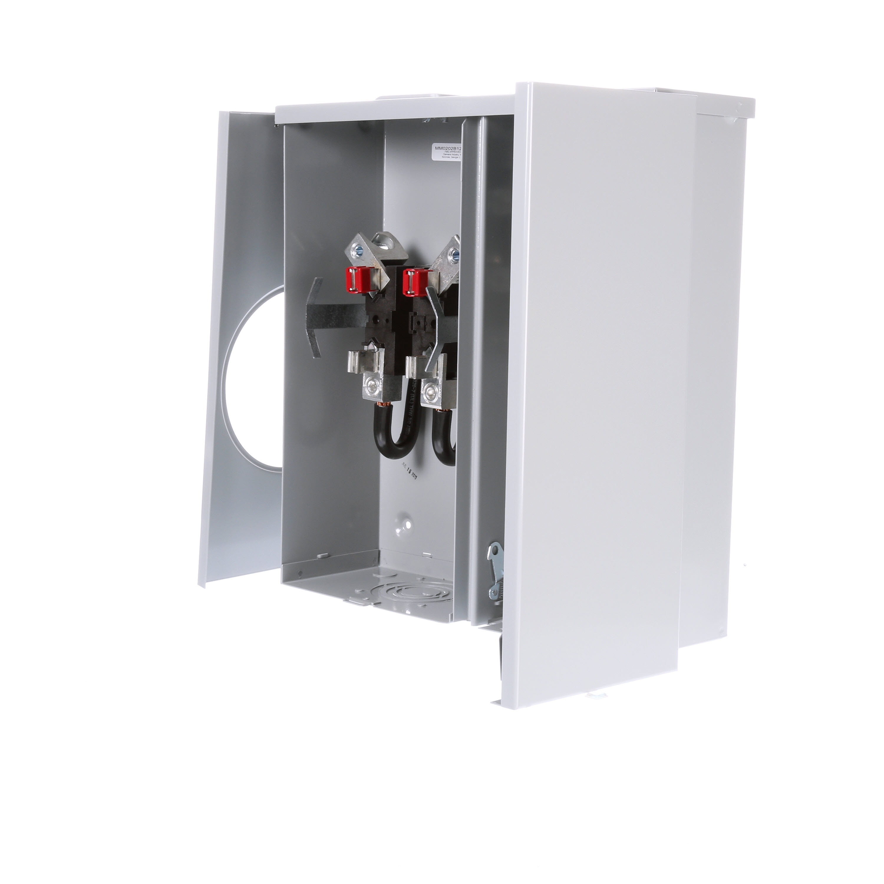 SIEMENS LOW VOLTAGE METER MAIN. FACTORY INSTALLED MAIN BREAKER 2 (1 INCH) SPACES INTERIOR ALLOWING MAX 2 CIRCUITS. 4-JAW METER / 1-PHASE SYSTEM RATED 200A. SPECIAL FEATURES OH/UG FEED, RINGLESS TYPE COVER