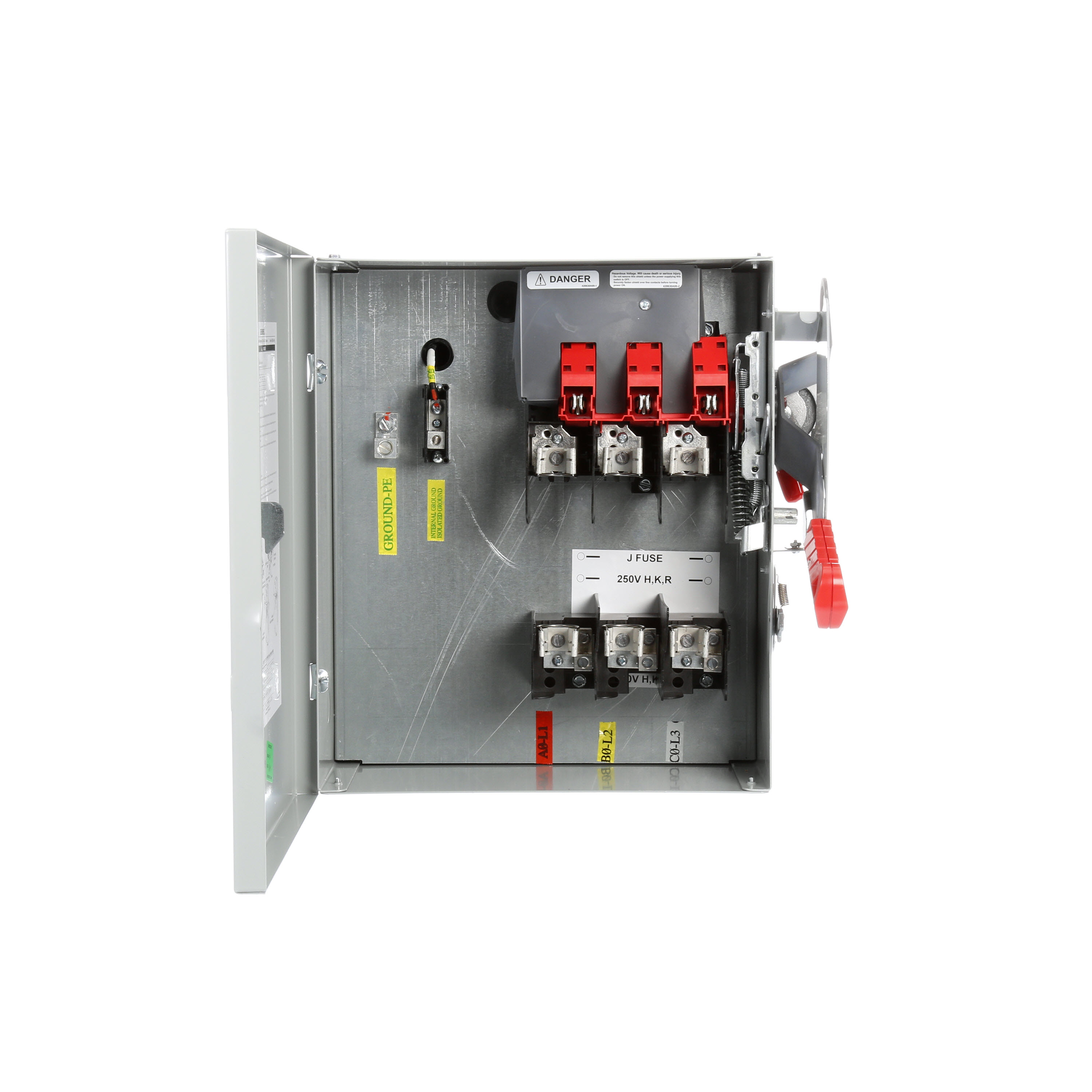 3 Phase 3 Wire Sentron II Heavy Duty Fusible Switch, Horizontal Orientation. 600V , 60A Max Ampere Rating, IP40, Internal Ground