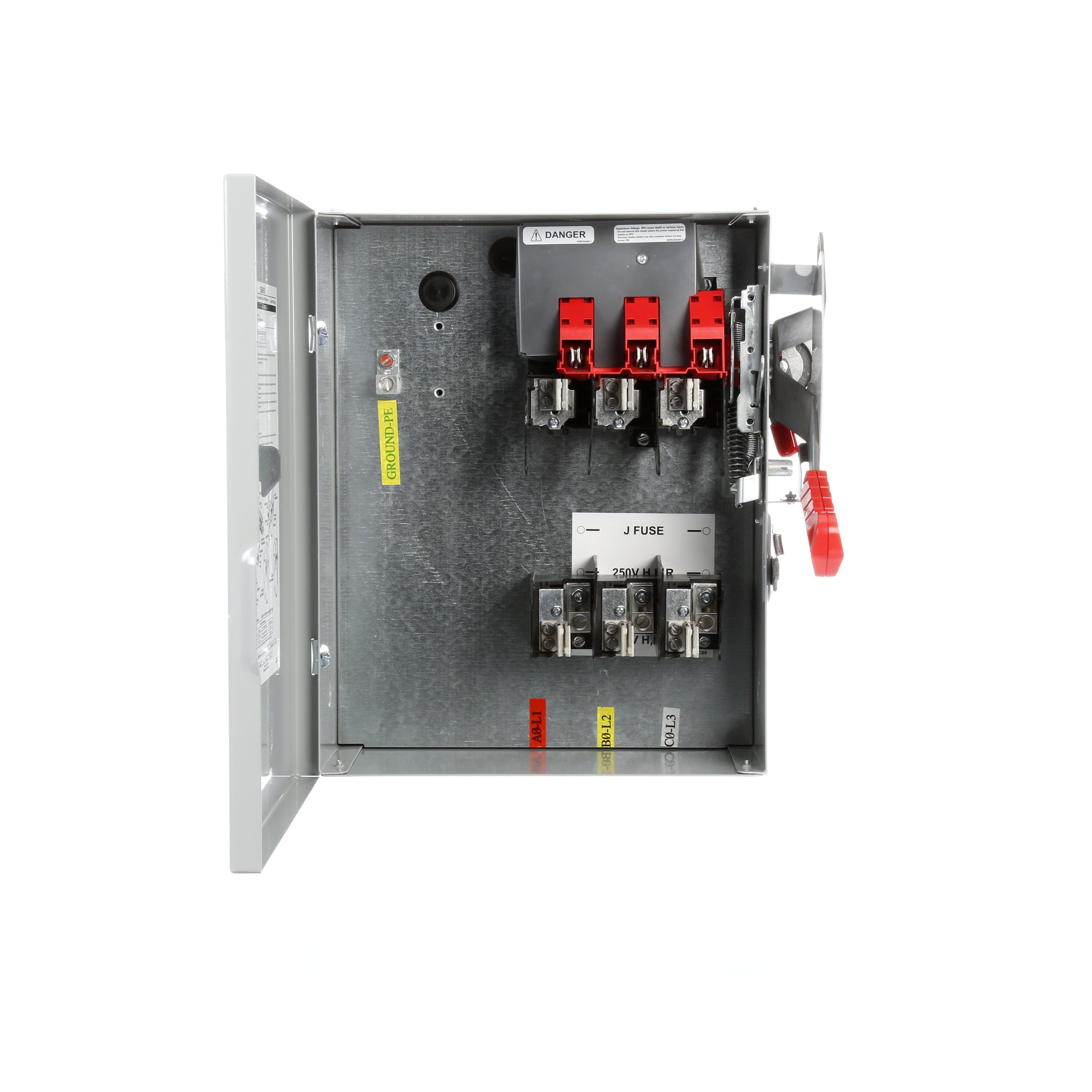 3 Phase 3 Wire Sentron II Heavy Duty Fusible Switch, Horizontal Orientation. 600V , 100A Max Ampere Rating, IP40