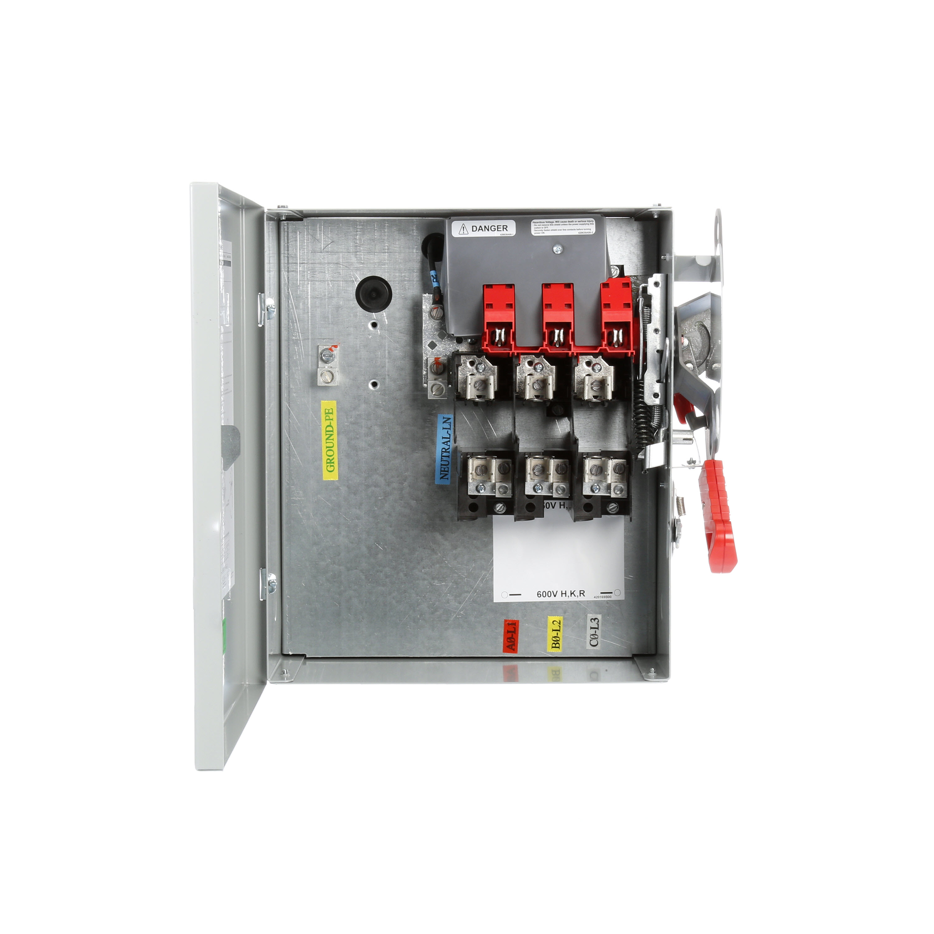 3 Phase 4 Wire Sentron II Heavy Duty Fusible Switch, Horizontal Orientation. 240V , 60A Max Ampere Rating, IP40