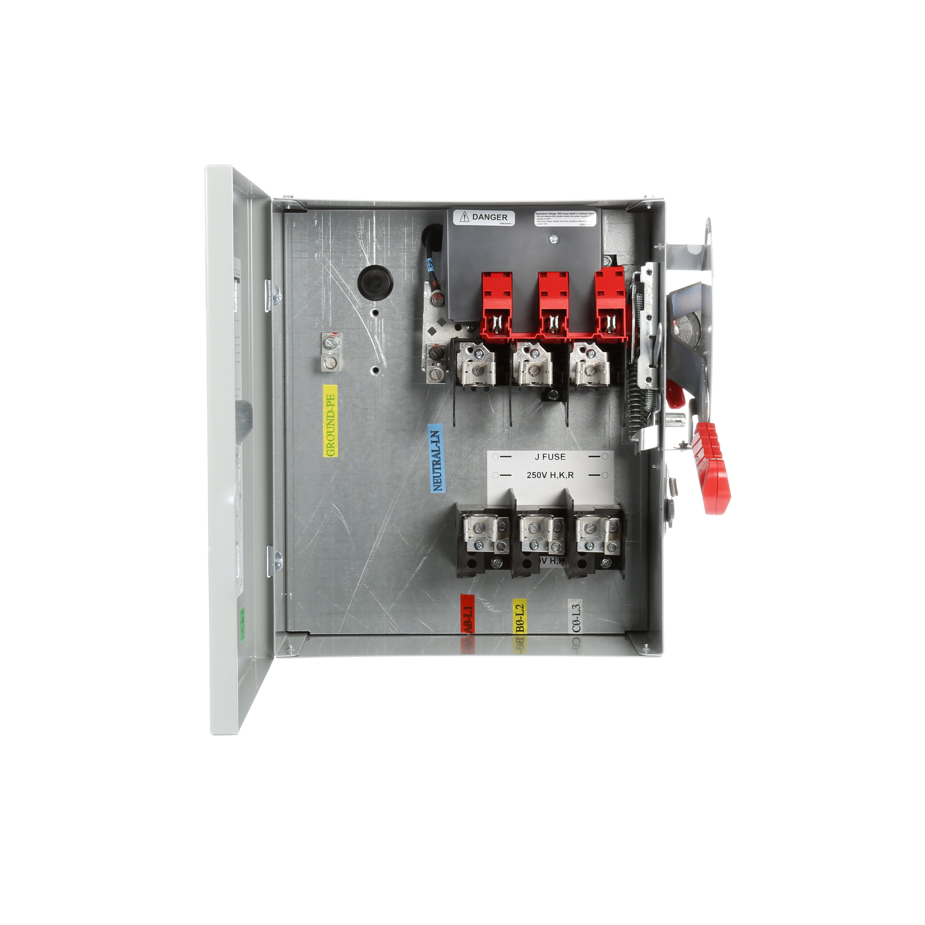 3 Phase 4 Wire Sentron II Heavy Duty Fusible Switch, Horizontal Orientation. 600V , 60A Max Ampere Rating, IP40