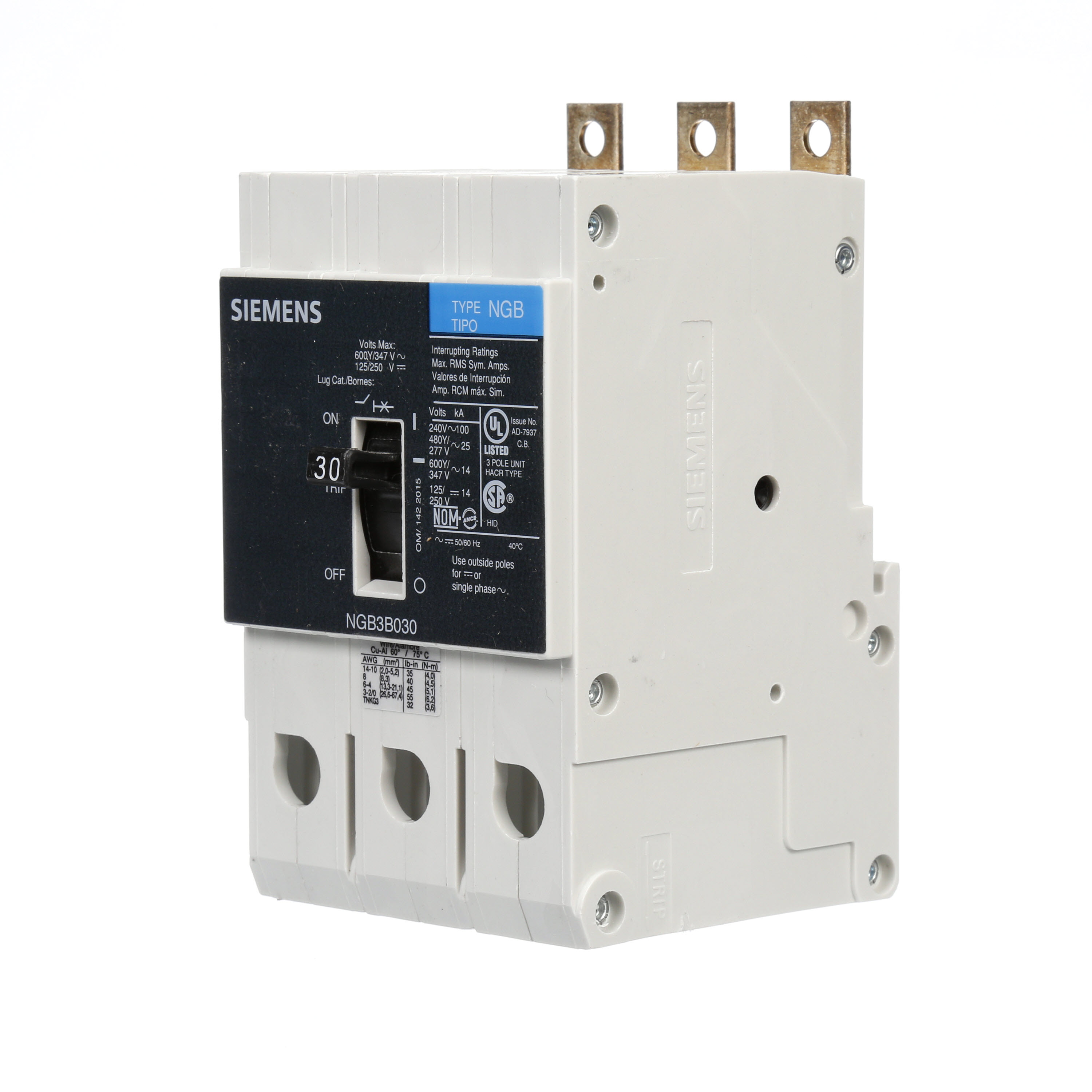 Siemens NGB3B030 3Pole 30 Amp 600 Volt 14 kA Molded Case Circuit