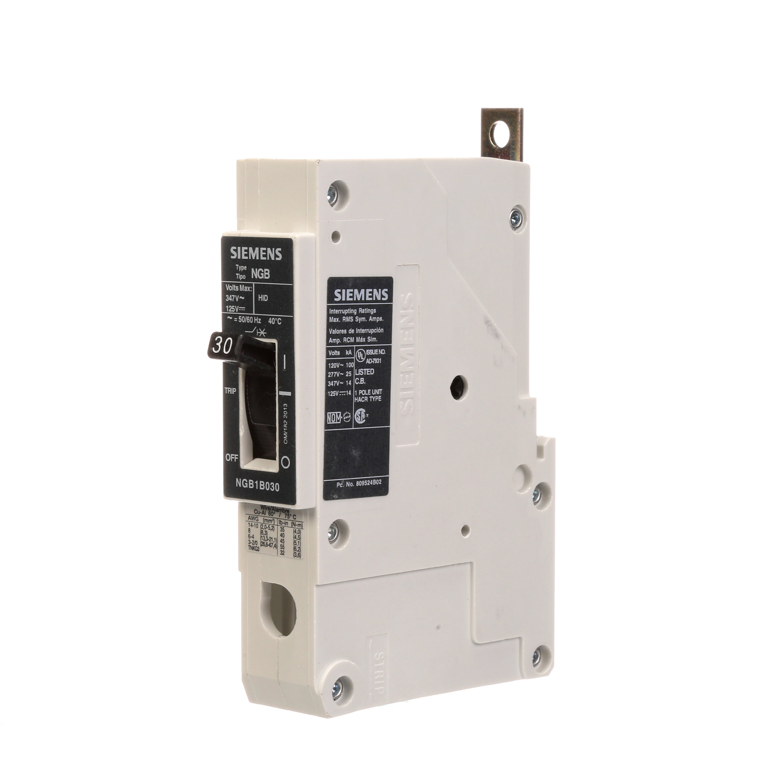 BREAKER NGB 1P 30A 347V 14KA LD LUG BULK W/LOAD LUGS BULK PK