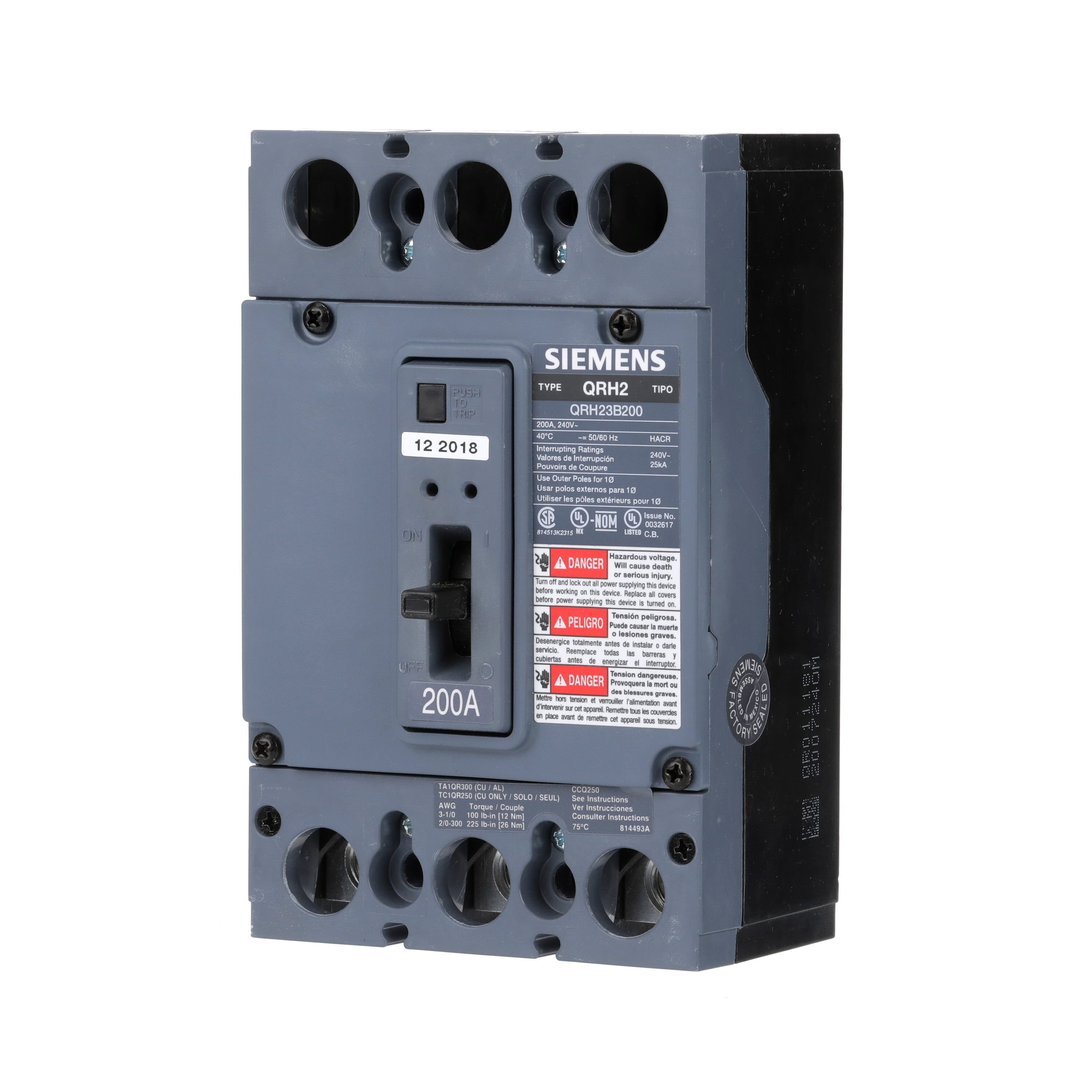 Product image for Siemens QRH23B200 QR MCCB,25kA@2