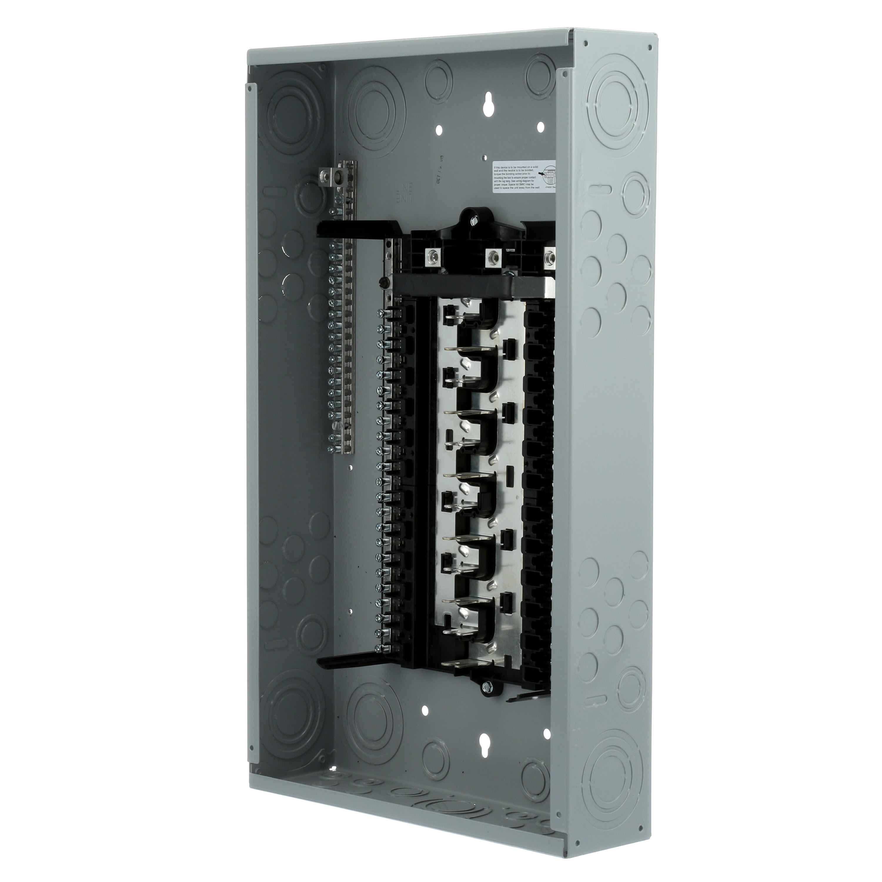 SIEMENS LOW VOLTAGE ES SERIES LOAD CENTER. MAIN LUG WITH 24 1-INCHSPACES ALLOWING MAX 48 CIRCUITS. 1-PHASE 3-WIRE SYSTEM RATED 120/240V(125A) 100KA INTERRUPT. SPECIAL FEATURES ALUMINUM BUS, FACTORYINSTALLED GROUND BAR, WIREGUIDE INTERIOR FOR NEW AFCI/GFCI BREAKERS,GRAY TRIM, NEMA TYPE1 ENCLOSURE FOR INDOOR USE.. REPLACED BY SN2448L1125. AVAILABLE 4/1/2020
