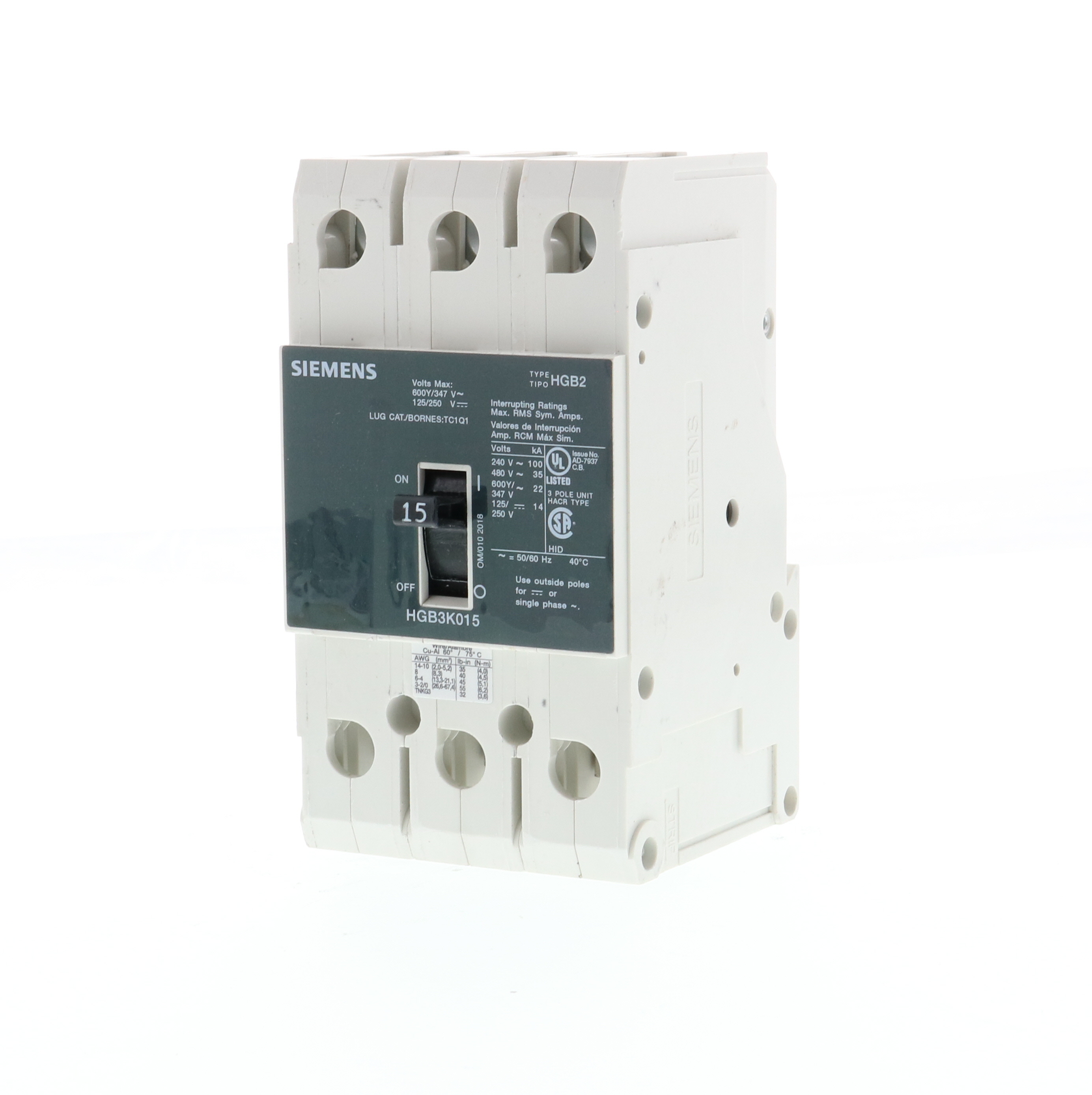 Product image for Siemens HGB3K020B HGB2 MCCB, 600