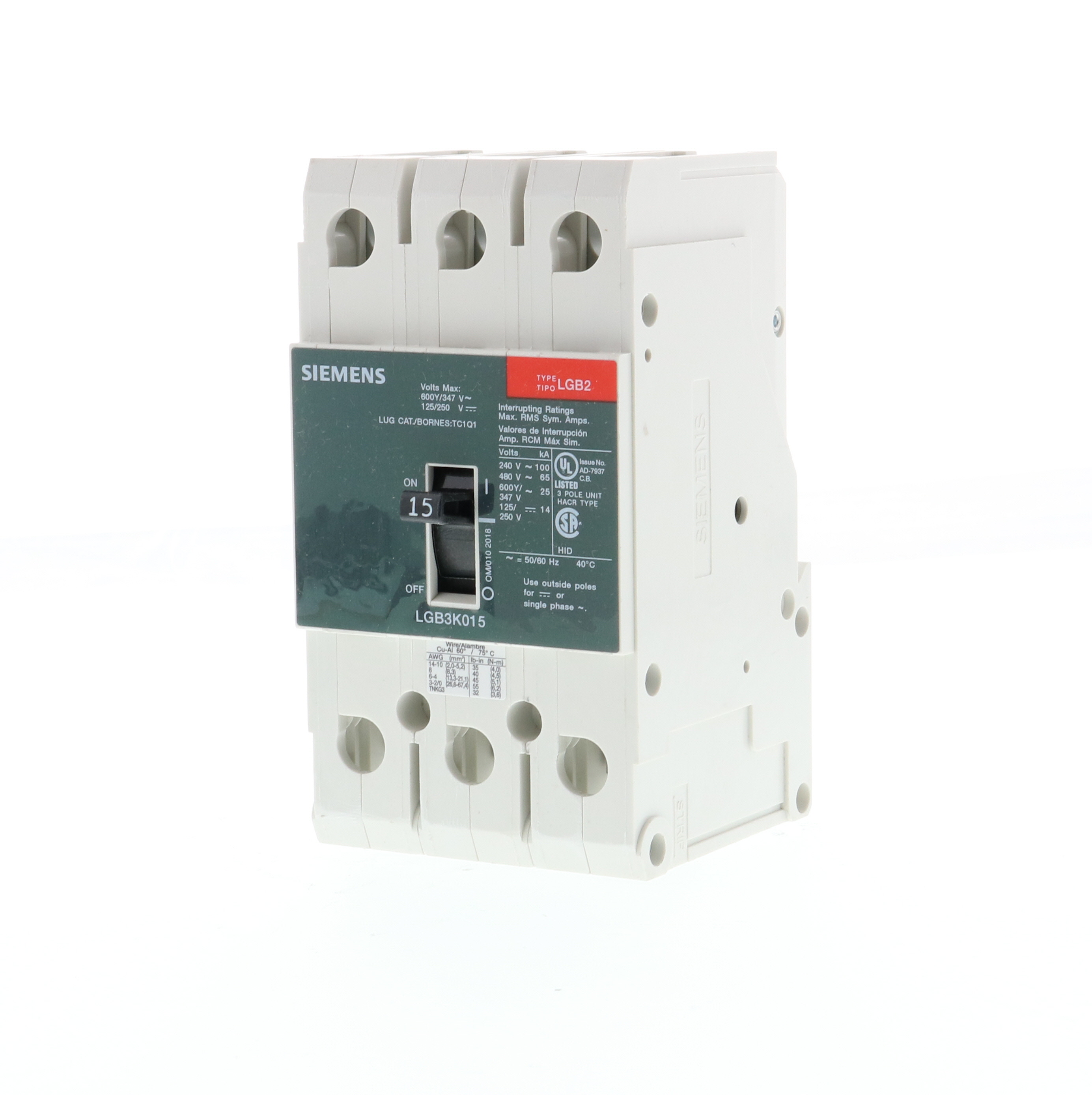 Product image for Siemens LGB3K070B LGB2 MCCB, 600