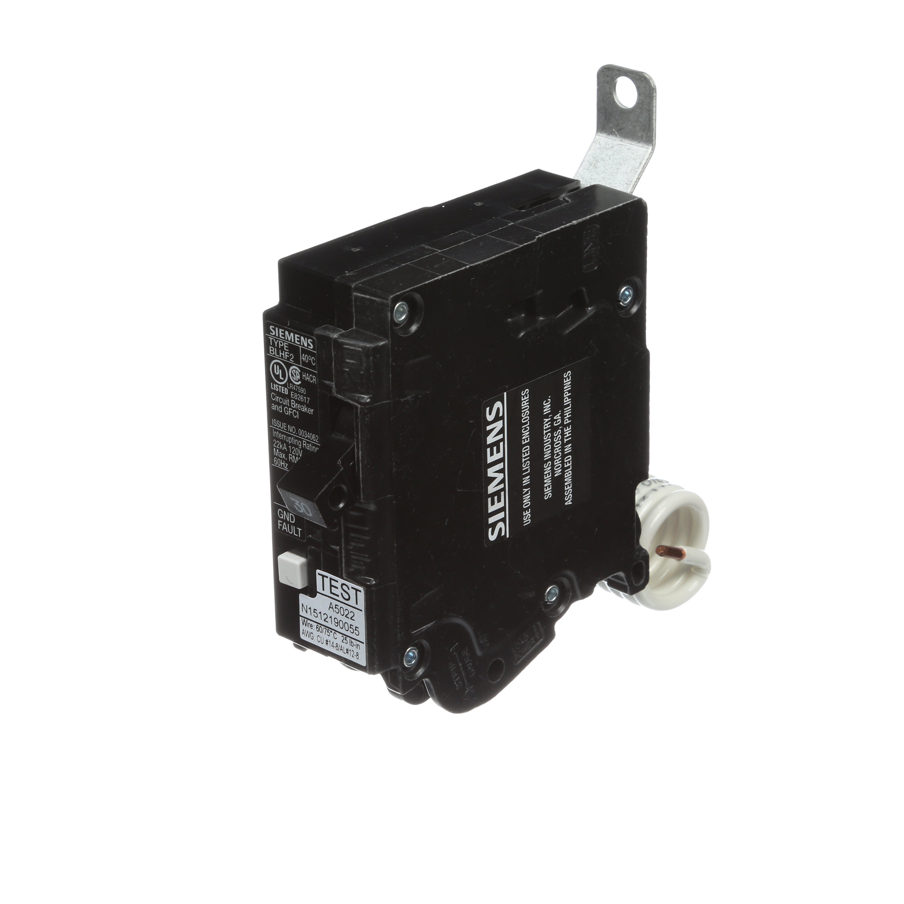 Product image for Siemens BF130AH BRKR BLHF2 GFCI 5mA 1P