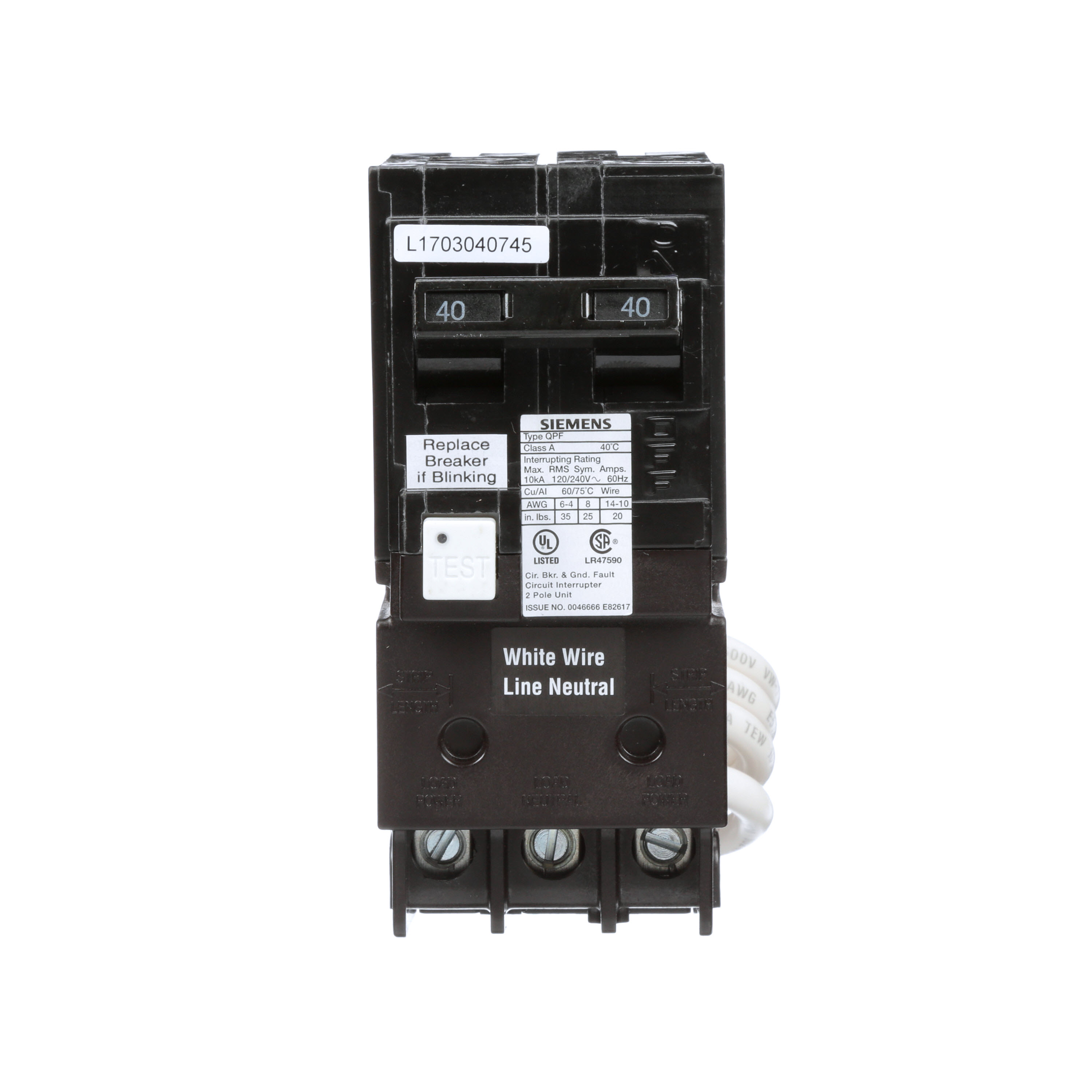 BRKR 40A 2P 120/240V 10K QPFB GFCI 5MA