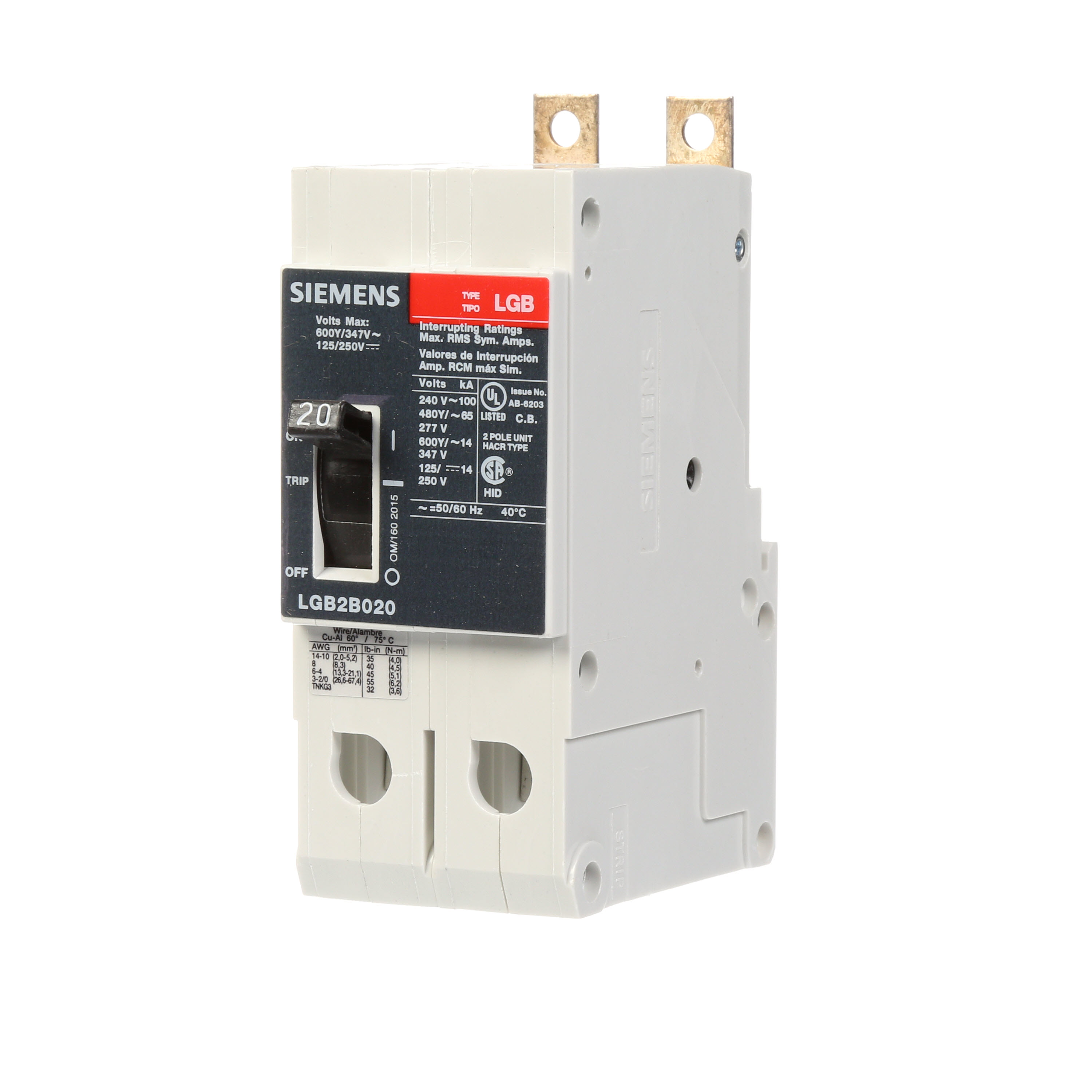 Product image for Siemens LGB2B025B BRKR LGB 25A 2P 480Y