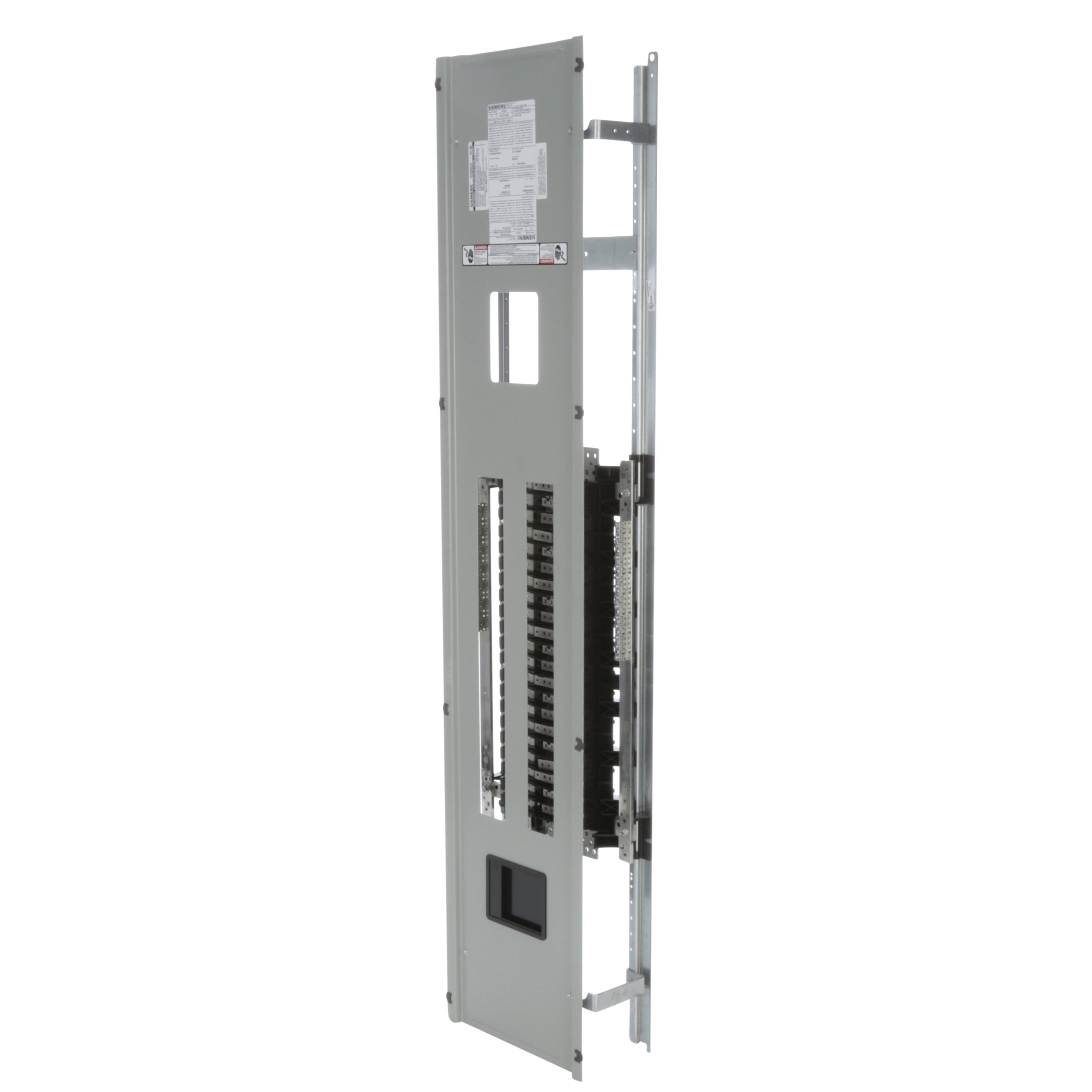 Siemens Low Voltage RP1 Unassembled Lighting Panel. Dimensions (H x W x D) IN 68.0 x 20.0 x 5.75. 3-Phase 4-Wire allows 42 circuits user selects Main Device (Lug/Breaker). Rated 480Y/277V (400A). Special features tin-plated aluminum main bus, subfeed space included