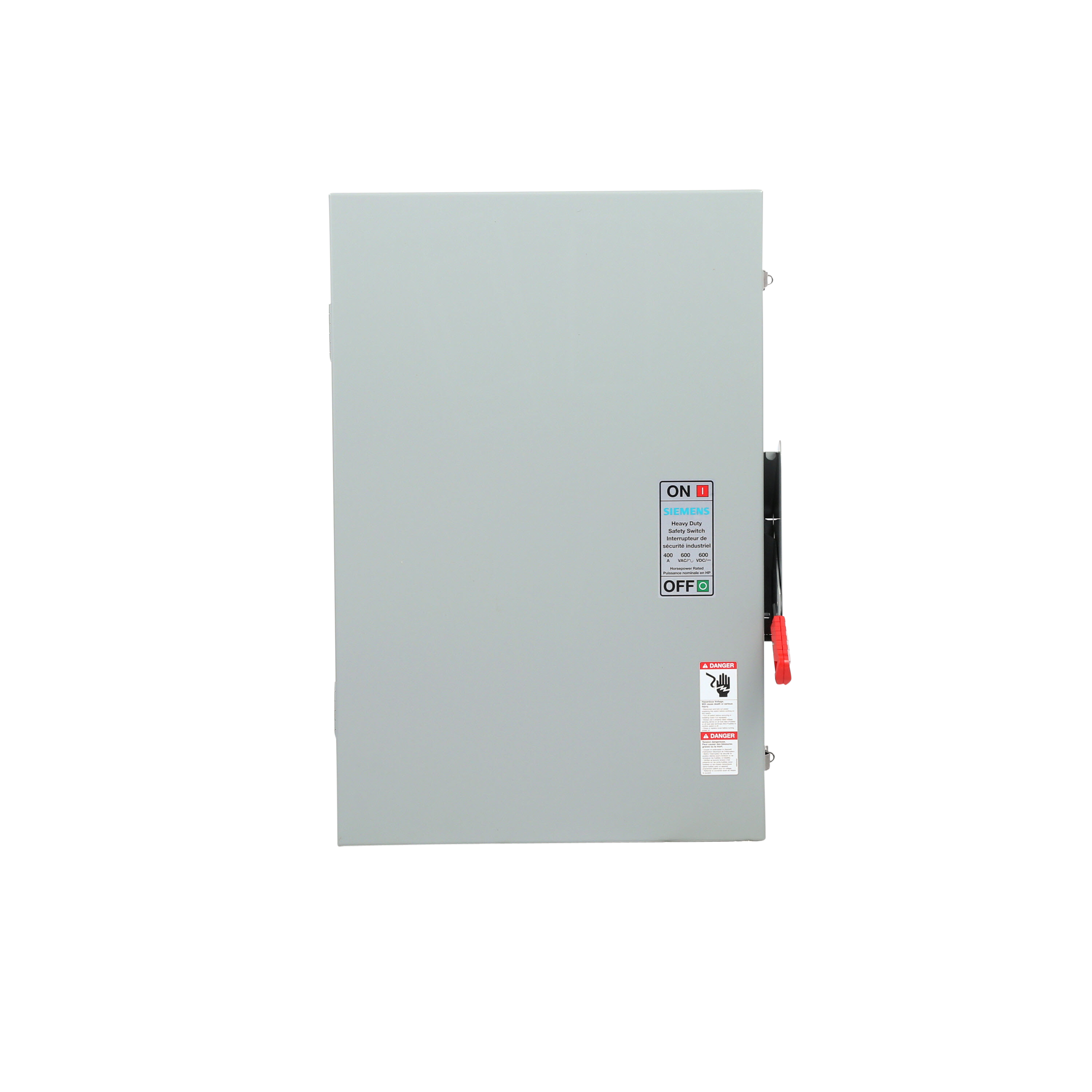 Siemens Low Voltage Circuit Protection Heavy Duty Safety Switch. 3-Pole Non-Fused in a type 3R enclosure (outdoor). Rated 600VAC (400A).