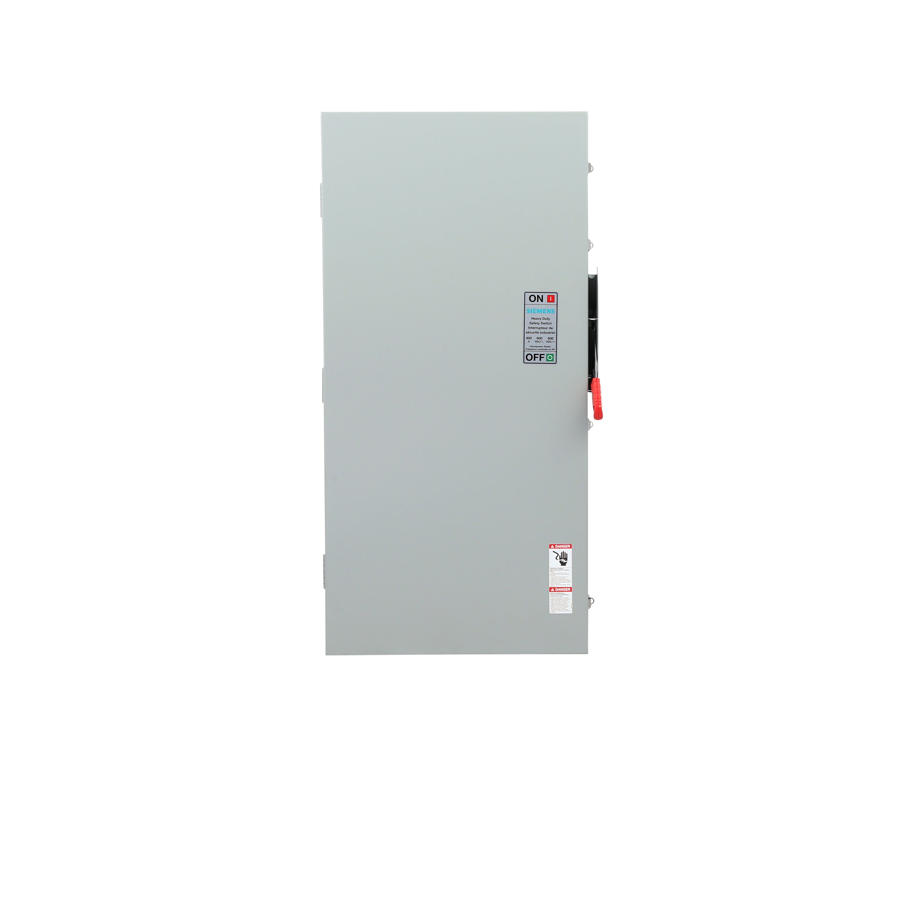 Siemens Low Voltage Circuit Protection Heavy Duty Safety Switch. 3-Pole 3-Fuse Fused in a type 12 industrial enclosure. Rated 600VAC (400A).
