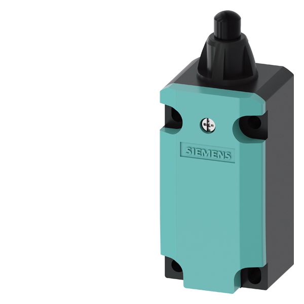 Position switch Plastic enclosure 40 mm according to EN 50041 Device connection1 x (M20 x 1.5) 1 NO/2 NC slow-action contacts Rounded plunger made of plastic