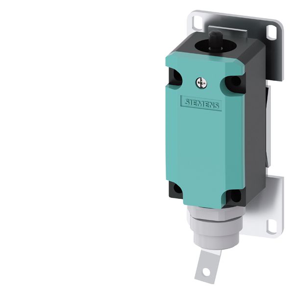Basic switch for position switch 3SE51 Metal enclosure 40 mm according to EN 50041 with connector 6+PE (3SY3131) according to EN 43651, 1 NO/1 NC quick action contacts Pin assignment Pin1=21, Pin2=22 Pin3=13, Pin4=14 Pin5 and Pin6 not connected PE connec