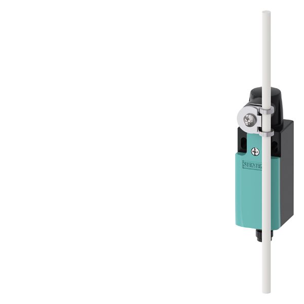 Position switch Plastic enclosure according to EN 50047, 31 mm 1 NO/1 NC quick action contacts integrated (not replaceable) with M12 connector, 4-pole Pin assignment Pin1=21, Pin2=22 Pin3=13, Pin4=14 for max. 250 V and 4 A with rod lever Plastic rod 200