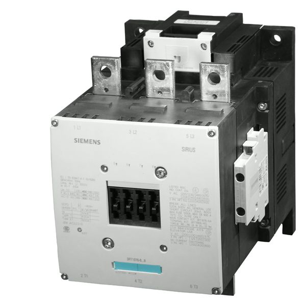Contactor, 250KW/400v/AC-3 AC(40...60HZ)/DC operation uc 110-127v auxiliary contacts 2NO+2NC 3-pole, size s12 bar connections convent. operating mechanism screw terminal NEMA type