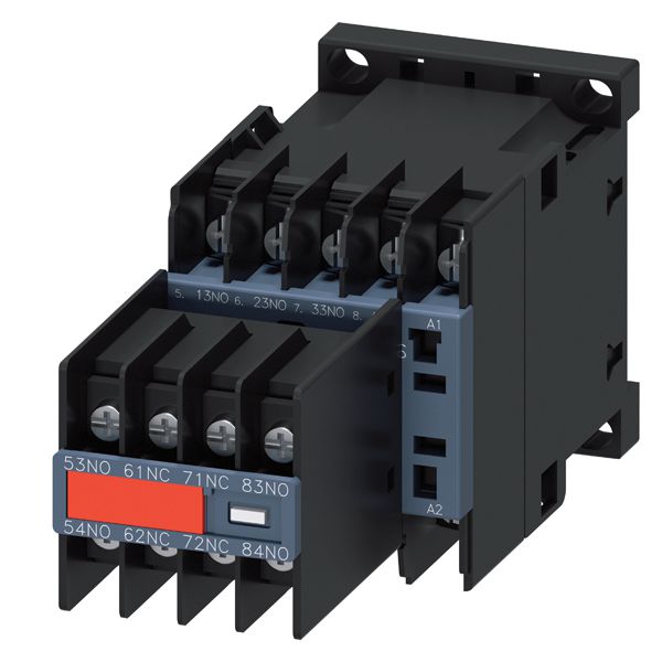 CONTACTOR RELAY, 6NO+2NC, AC 110V 50 HZ/120V 60 HZ, SIZE S00, RING CABLE LUG CONNECTION, PERMANENT AUX. SWITCH,