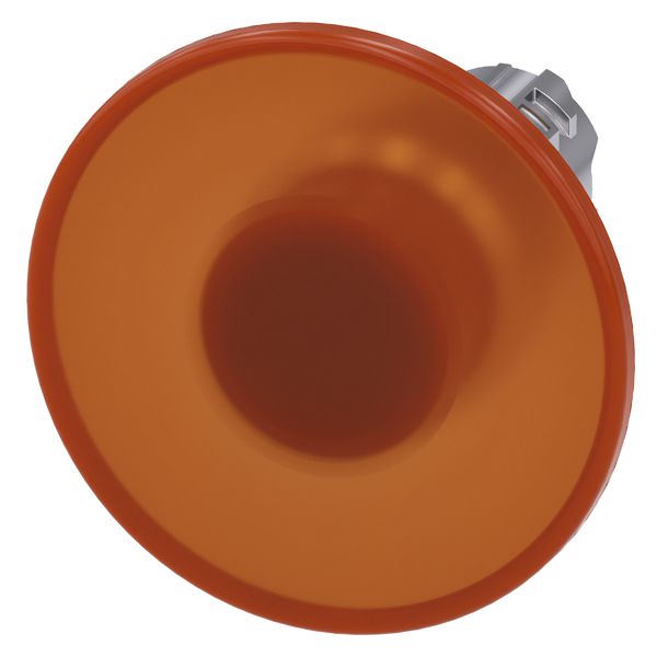 ILLUM. MUSHROOM PUSHBUTTON, 22MM, ROUND, METAL, SHINY, AMBER, 60MM, MOMENTARY CONTACT TYPE