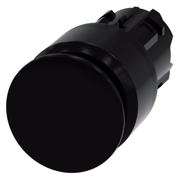 Mushroom pushbutton, 22mm, round, plastic, black, 30mm, latching, pull to unlatch