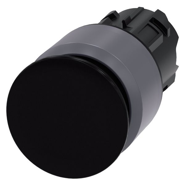 MUSHROOM PUSHBUTTON, 22MM, ROUND, PLASTIC WITH METAL FRONT RING, BLACK, 30MM, LATCHING, PULL TO UNLATCH