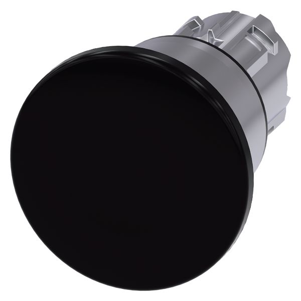MUSHROOM PUSHBUTTON, 22MM, ROUND, METAL, SHINY, BLACK, 40MM, LATCHING, PULL TO UNLATCH