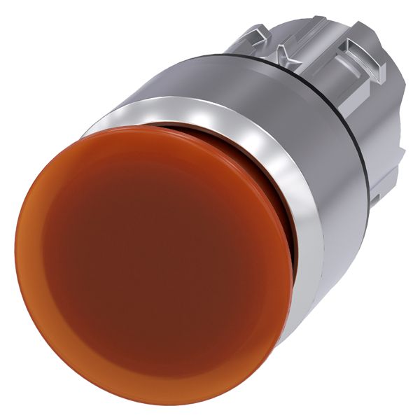 ILLUM. MUSHROOM PUSHBUTTON, 22MM, ROUND, METAL, SHINY, AMBER, 30MM, LATCHING, PULL TO UNLATCH